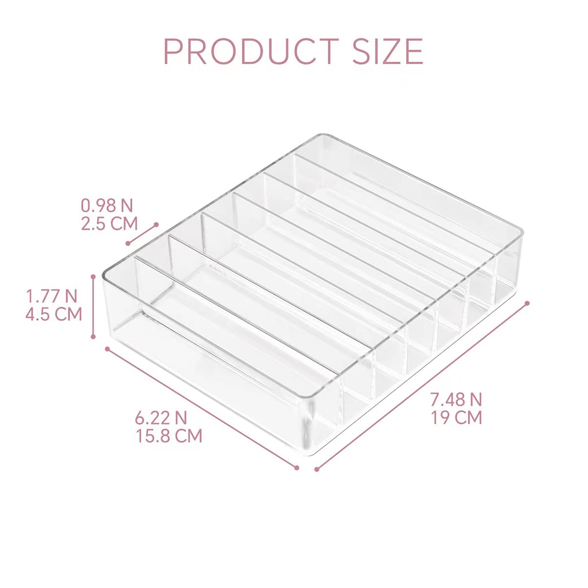 Makeup Organizer for Eyeshadow Palette and Lipstick Organizer, 7 Section Divided Makeup Palette Organizer for Vanity Drawer Countertop Modern Cosmetics Storage(7.48" x 6.22" x 1.77")