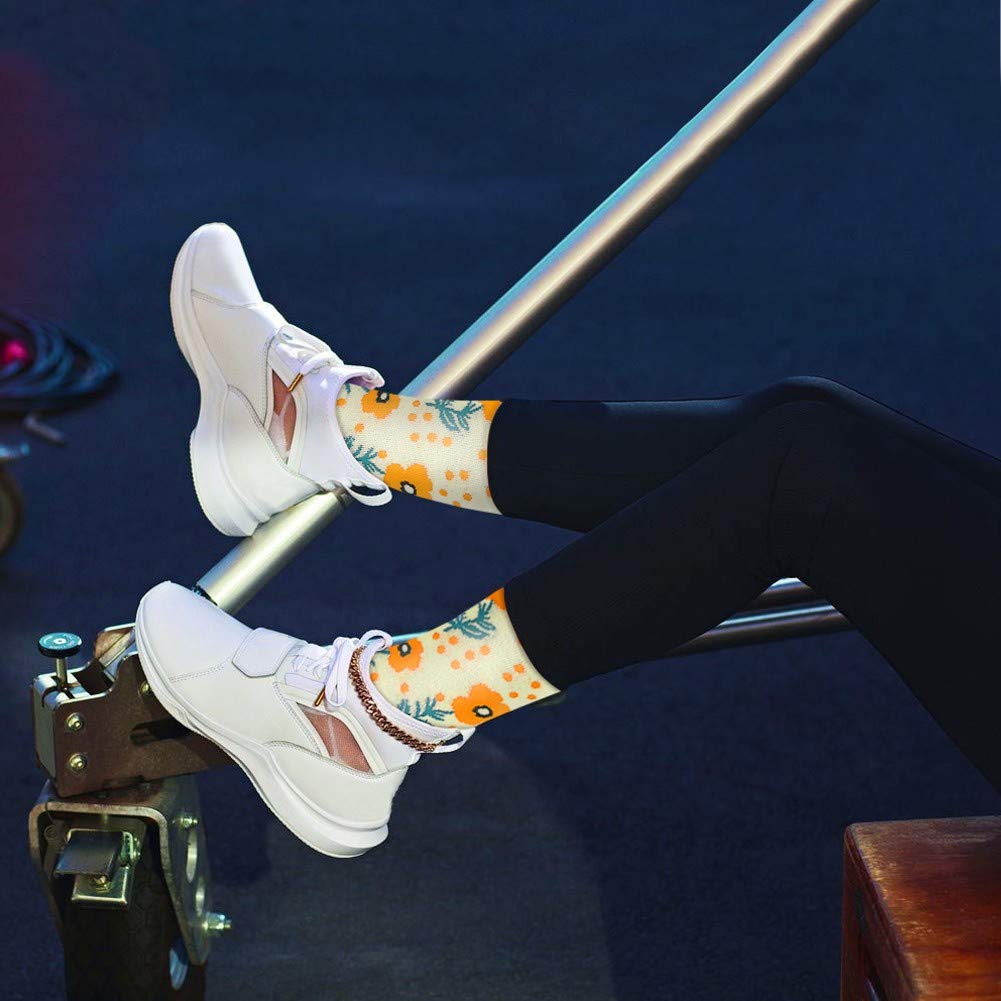 Funny Socks Women Fun Colorful Novelty Crazy Floral Patterned Sock Crew, Premium Cotton, Size 6-11, 12 Pairs US031205