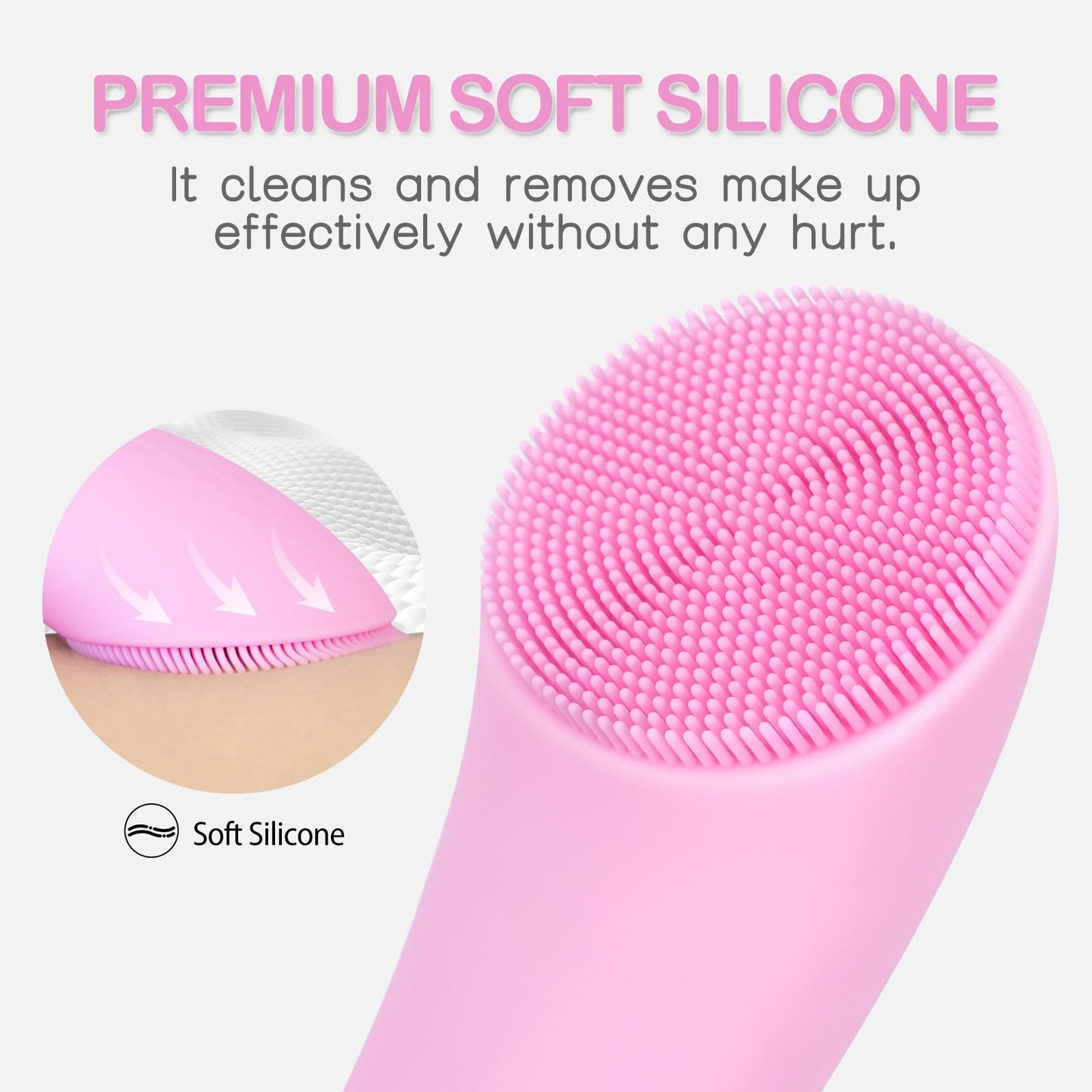 Silicone Face Scrubber, Rechargeable Facial Cleansing Brush with Heat Massage End, Vibrating Exfoliator Scrubber for Deep Cleaning, Waterproof Face Brush for Women and Men