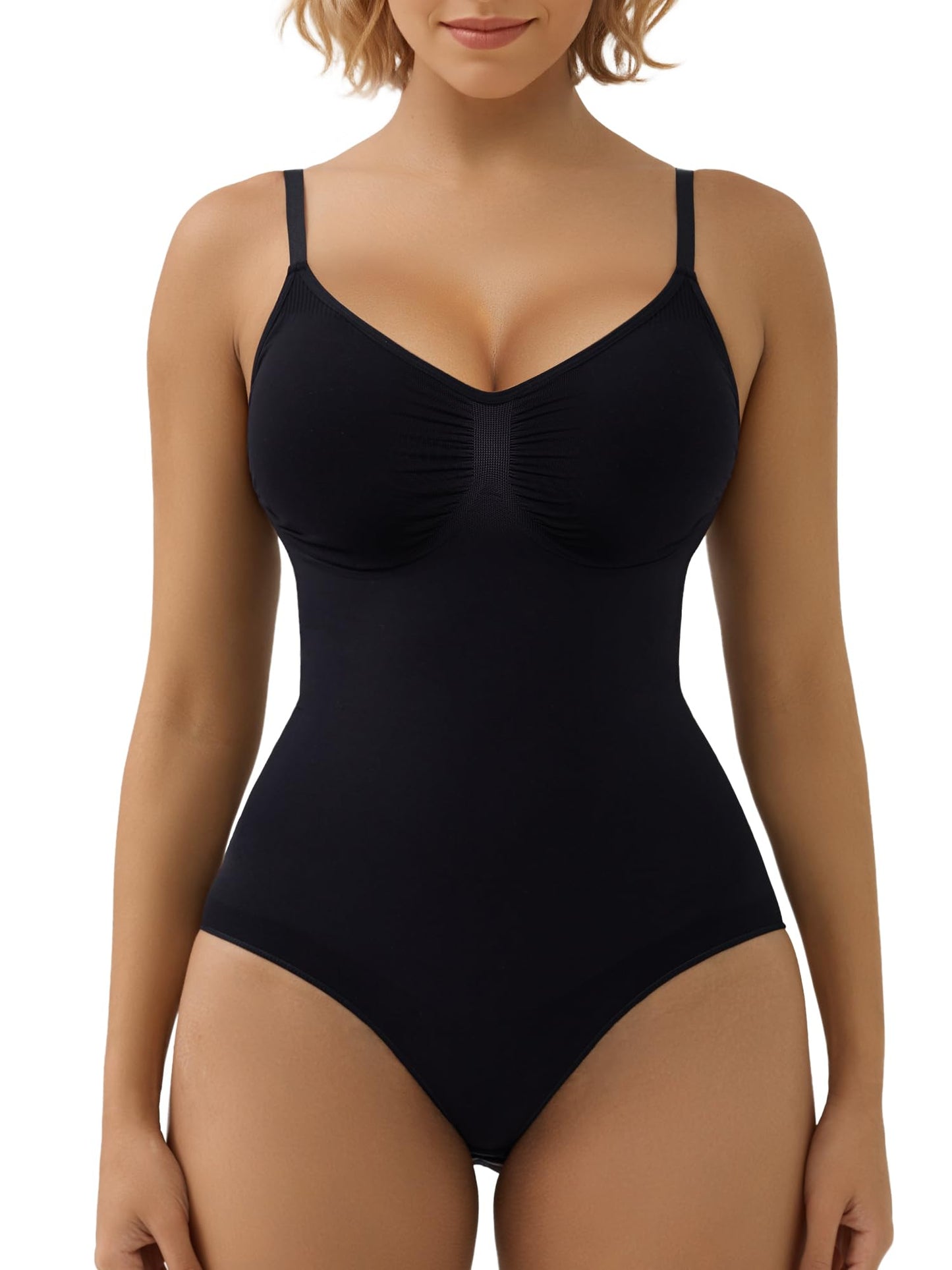 Women's Shapewear Bodysuit Tummy Control Body Shaper Seamless Sculpting Snatched Waist Body Suit,SZ5218-2-Black-L/XL