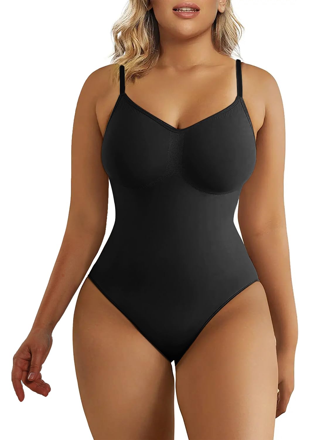 Women's Shapewear Bodysuit Tummy Control Body Shaper Seamless Sculpting Snatched Waist Body Suit,SZ5218-2-Black-L/XL