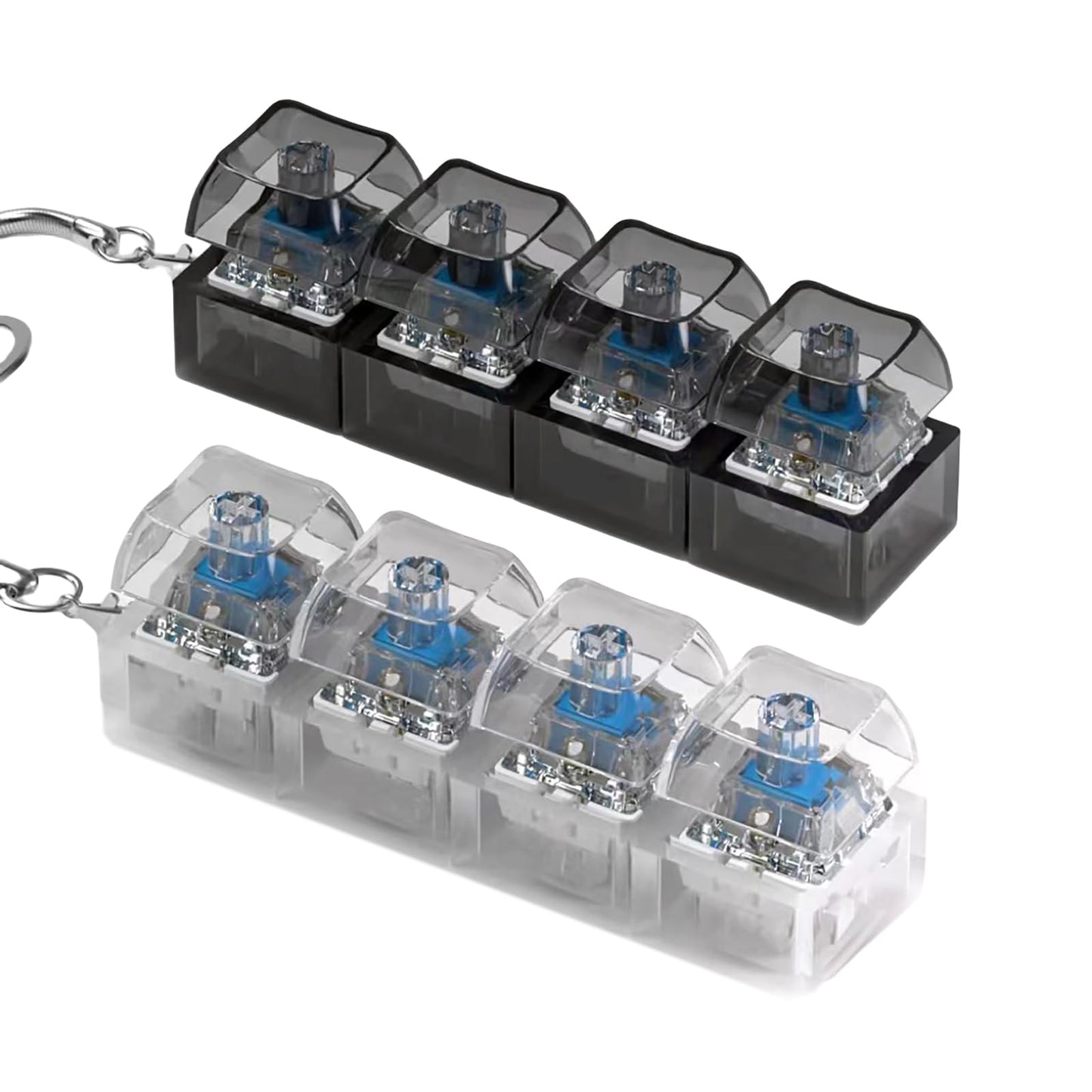 2 Pcs Keyboard Fidget Toy for Adults Fidget Keyboard Clicker Toys with LED Lights Keychain Stress Relief for Anxiety Decompression (Black and White)