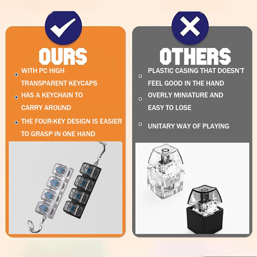 2 Pcs Keyboard Fidget Toy for Adults Fidget Keyboard Clicker Toys with LED Lights Keychain Stress Relief for Anxiety Decompression (Black and White)