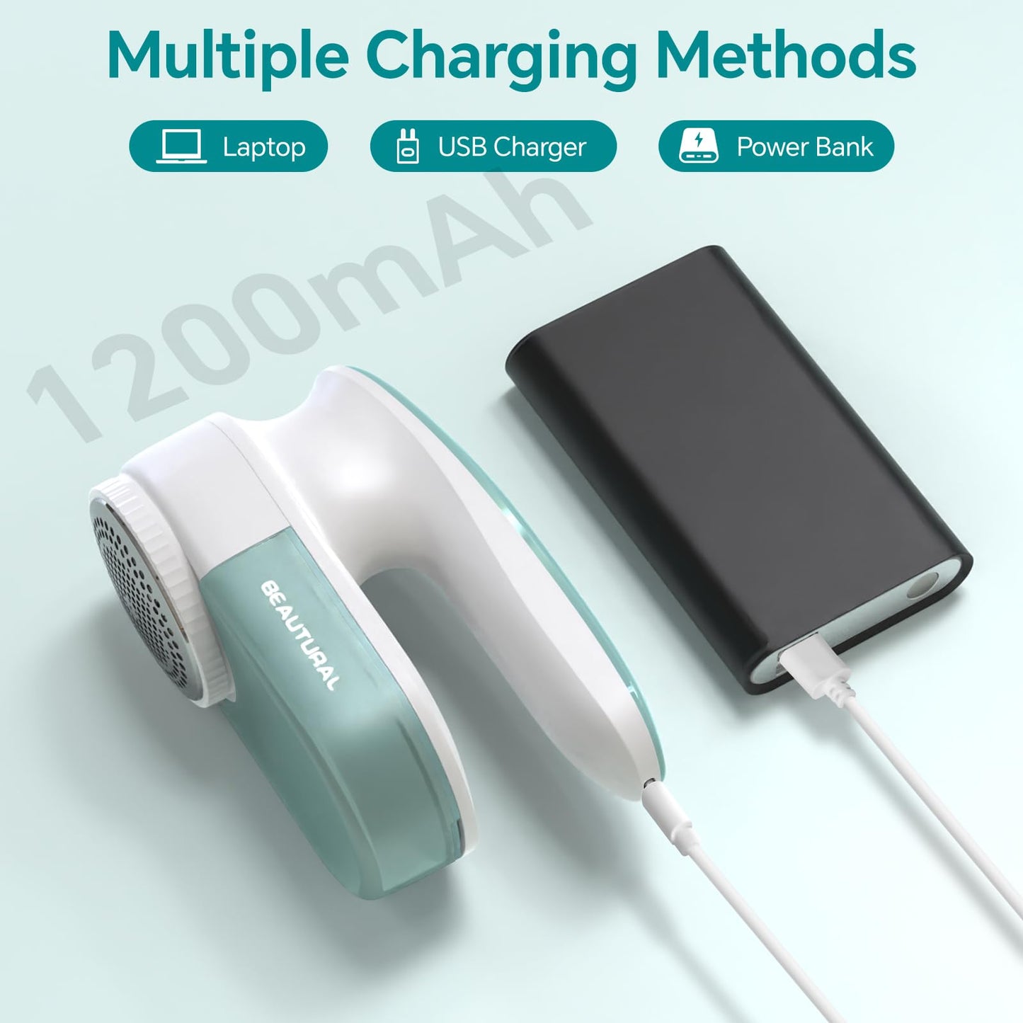 Fabric Shaver and Lint Remover, Sweater Defuzzer with 2-Speeds, 2 Replaceable Stainless Steel Blades, Battery Operated, Remove Clothes Fuzz, Lint Balls, Pills, Bobbles Gray