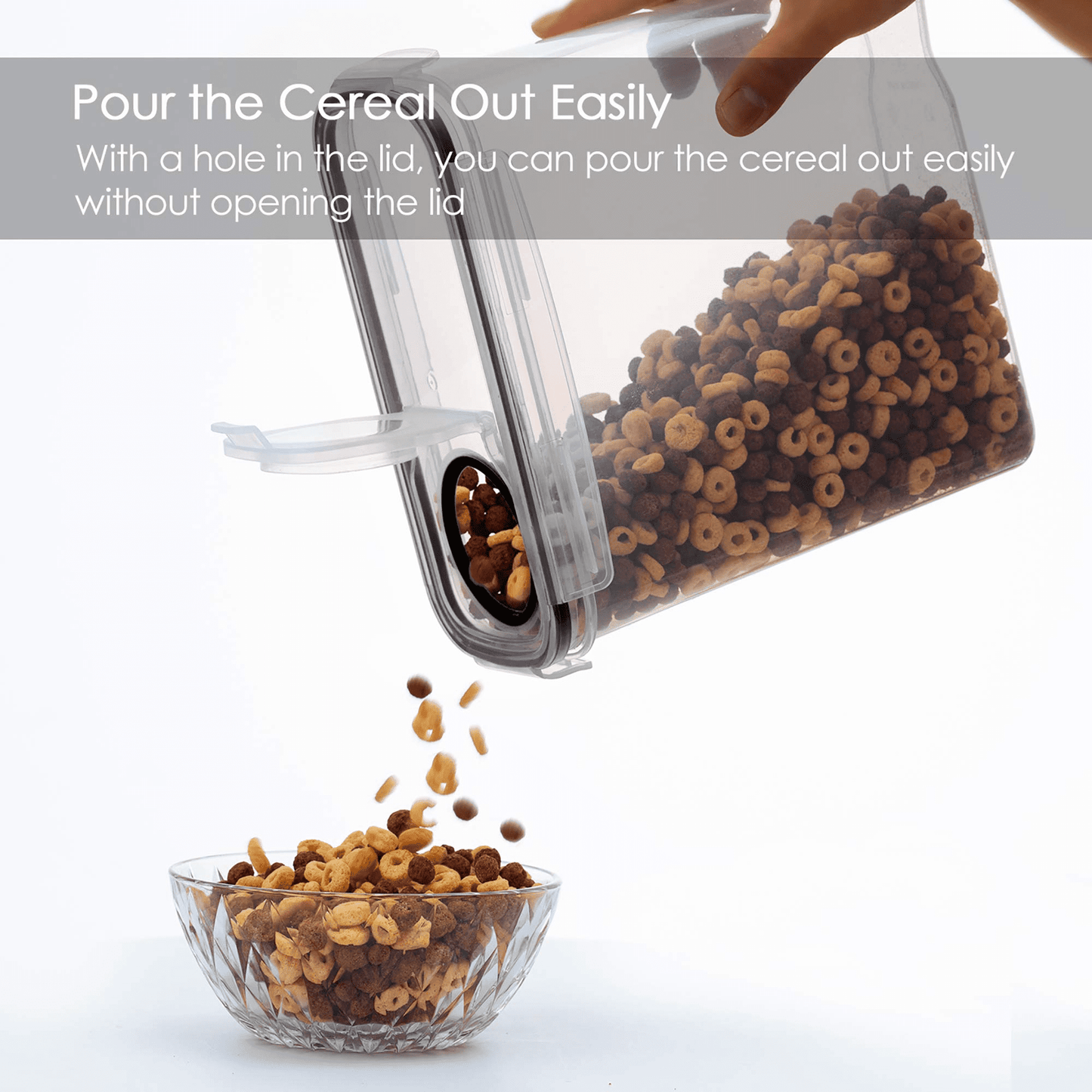 Cereal Storage Container Set of 4, Vtopmart Airtight Food Storage Containers, 135.2 fl oz, Black