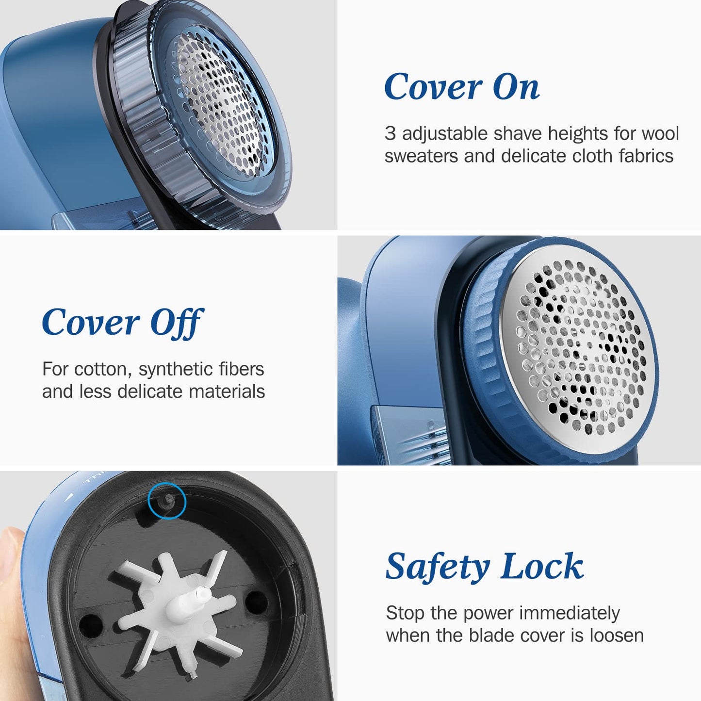 Fabric Shaver and Lint Remover, Sweater Defuzzer with 2-Speeds, 2 Replaceable Stainless Steel Blades, Battery Operated, Remove Clothes Fuzz, Lint Balls, Pills, Bobbles Gray