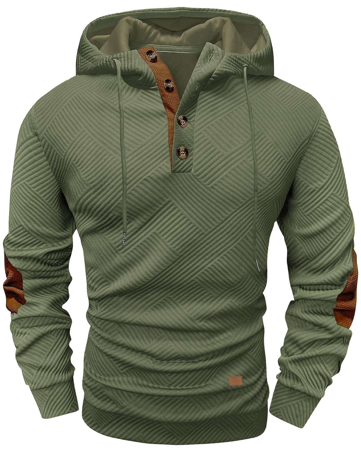 Men's Hoodies Pullover Casual Long Sleeve Stand Collar Button Pullover Sweatshirts Color Block Pullover Black L