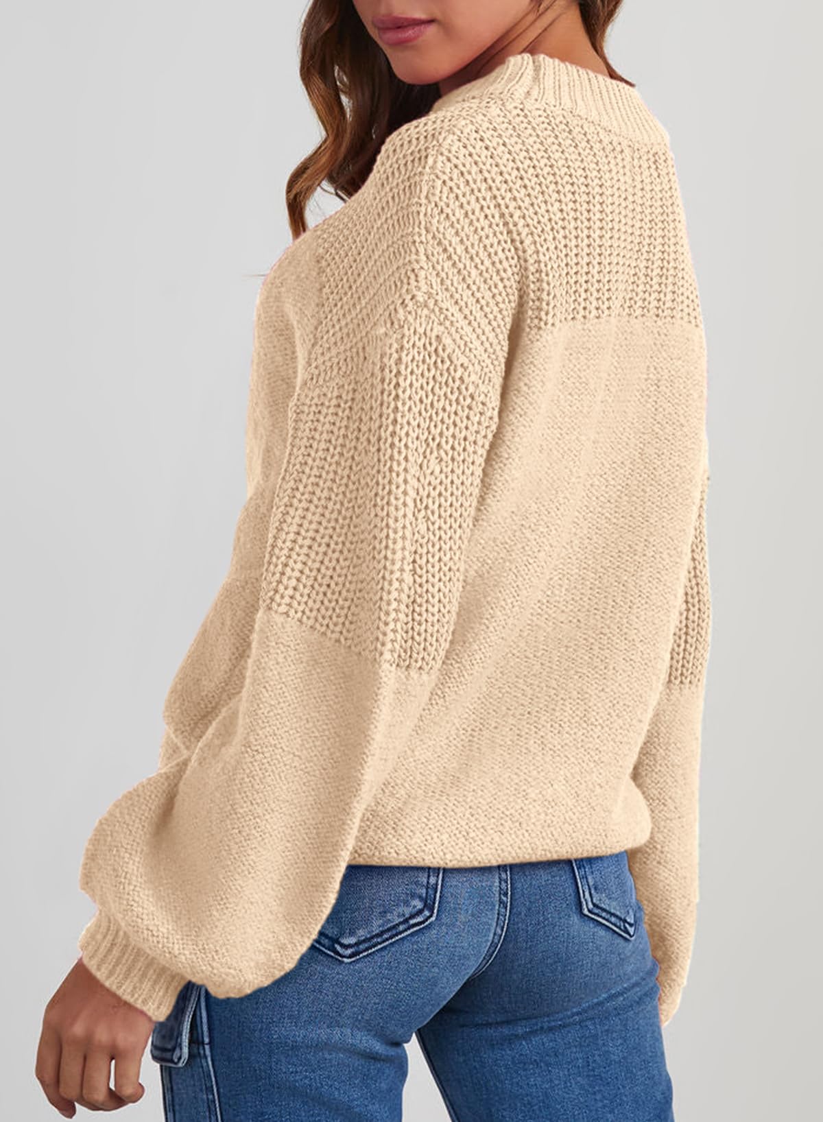 Womens Long Sleeve Knit Sweater Casual Solid Color Crew Neck Fall Sweaters for Women Trendy 2025 Outfits Chocolate Brown Fall Clothes Clothing Winter Oversized Pullover Top Jumper Medium