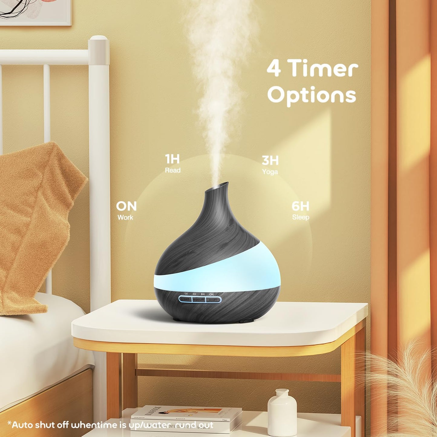 500ML Essential Oil Diffuser: Aroma Diffuser with Remote Control for Hotel Spa Yoga Room - Humidifier with 14 Colors LED Night Light for Bedroom Home Relaxation (Ink Black)