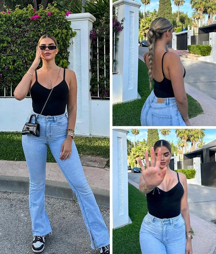 Women's Shapewear Bodysuit Tummy Control Body Shaper Seamless Sculpting Snatched Waist Body Suit,SZ5218-2-Black-L/XL