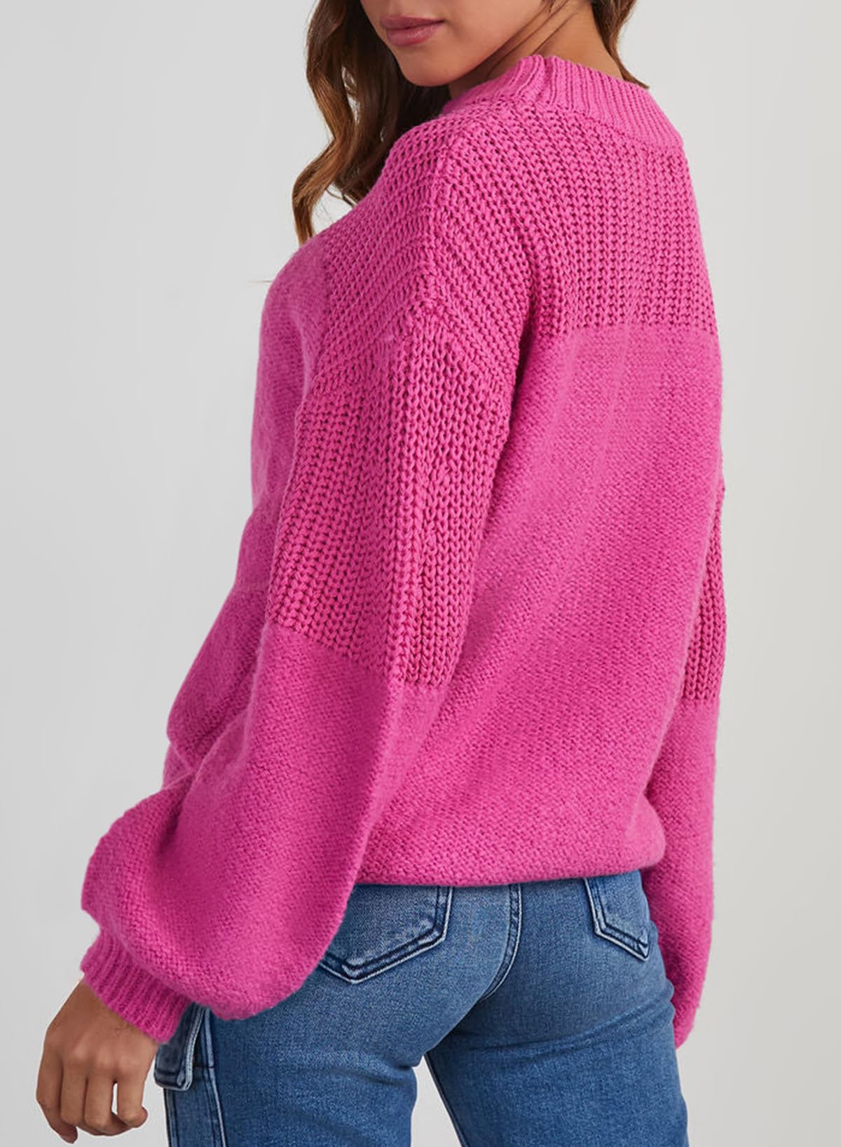 Womens Long Sleeve Knit Sweater Casual Solid Color Crew Neck Fall Sweaters for Women Trendy 2025 Outfits Chocolate Brown Fall Clothes Clothing Winter Oversized Pullover Top Jumper Medium