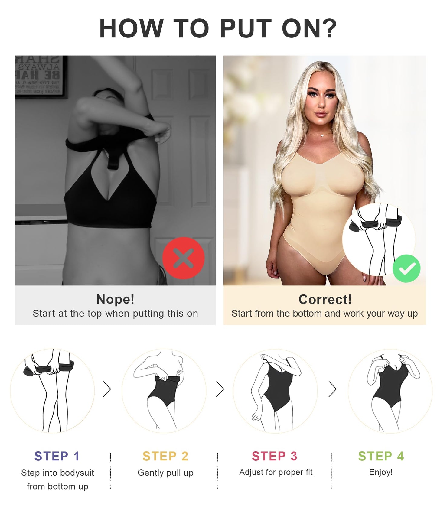 Women's Shapewear Bodysuit Tummy Control Body Shaper Seamless Sculpting Snatched Waist Body Suit,SZ5218-2-Black-L/XL