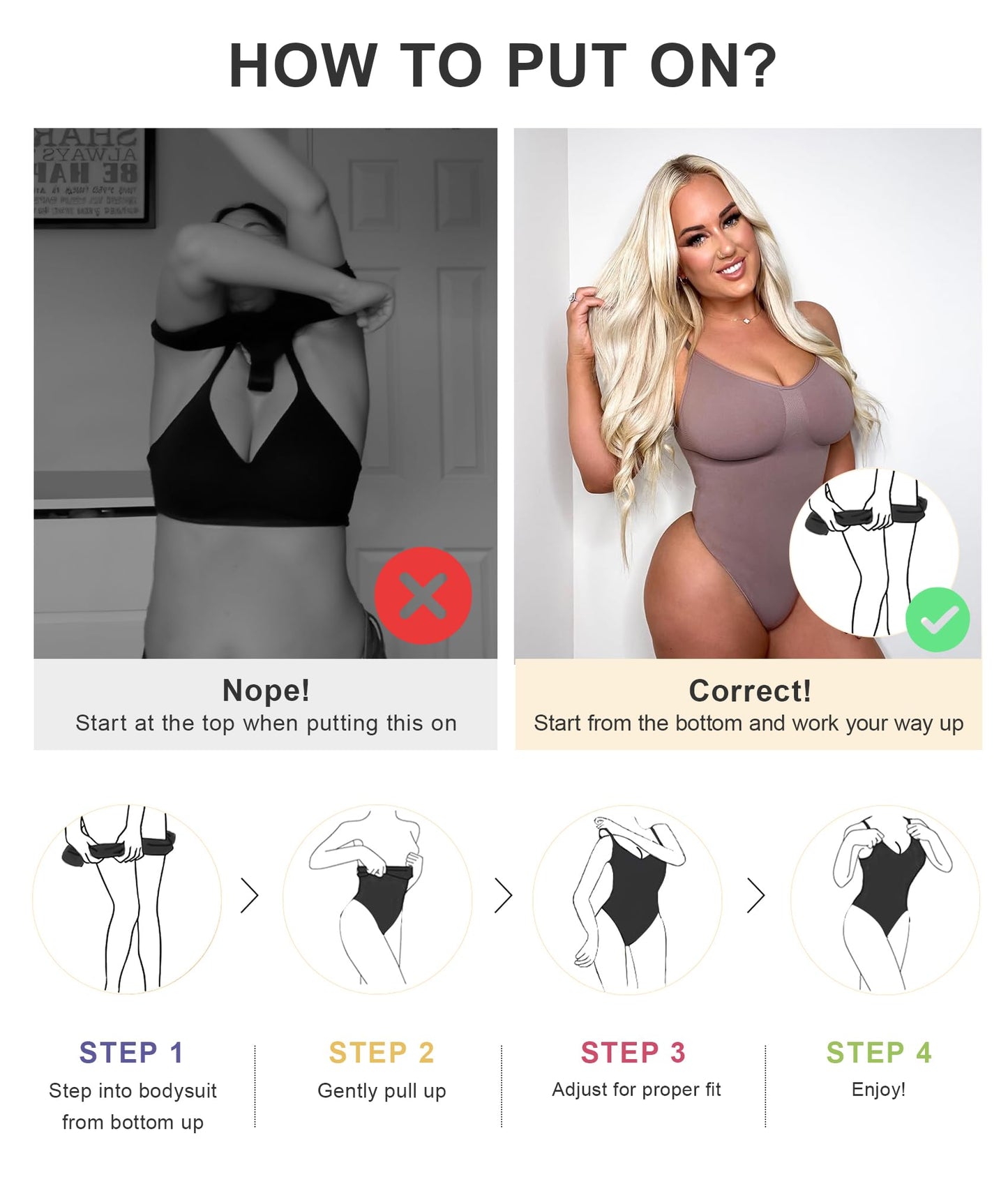 Women's Shapewear Bodysuit Tummy Control Body Shaper Seamless Sculpting Snatched Waist Body Suit,SZ5218-2-Black-L/XL