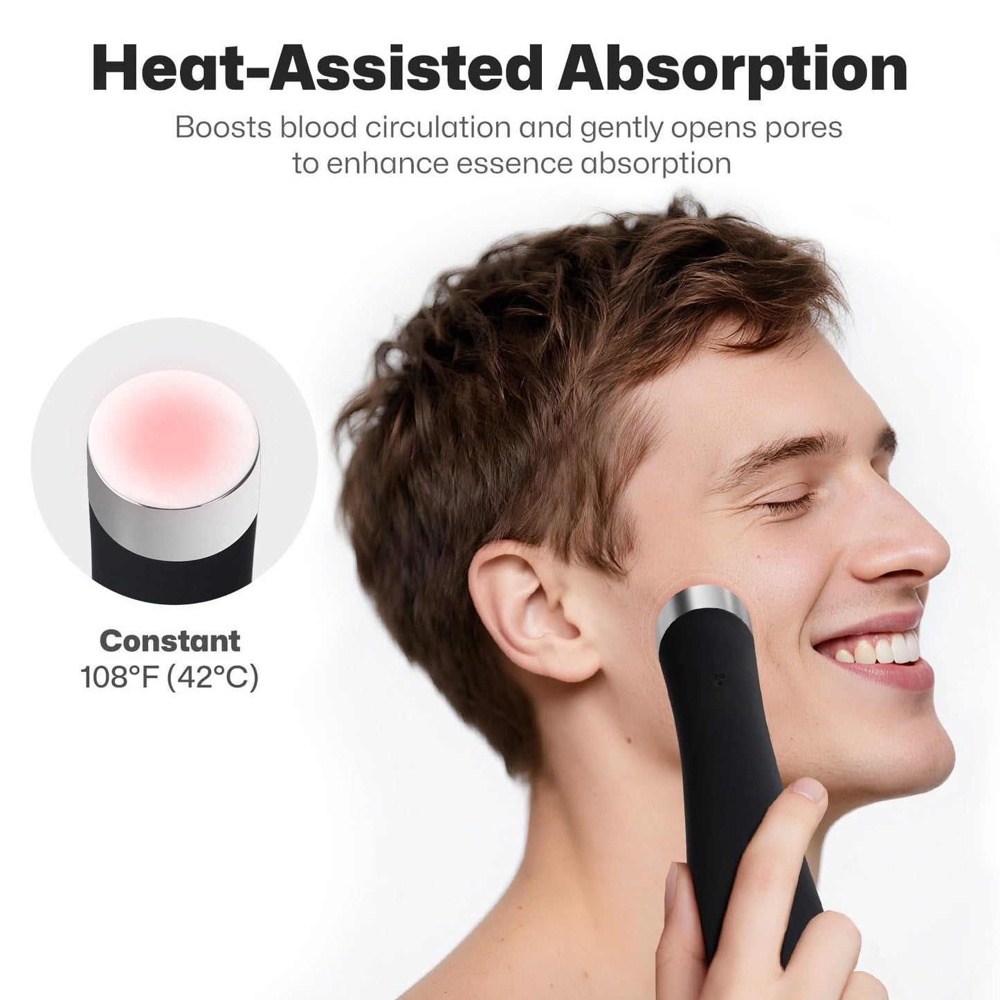 Silicone Face Scrubber, Rechargeable Facial Cleansing Brush with Heat Massage End, Vibrating Exfoliator Scrubber for Deep Cleaning, Waterproof Face Brush for Women and Men