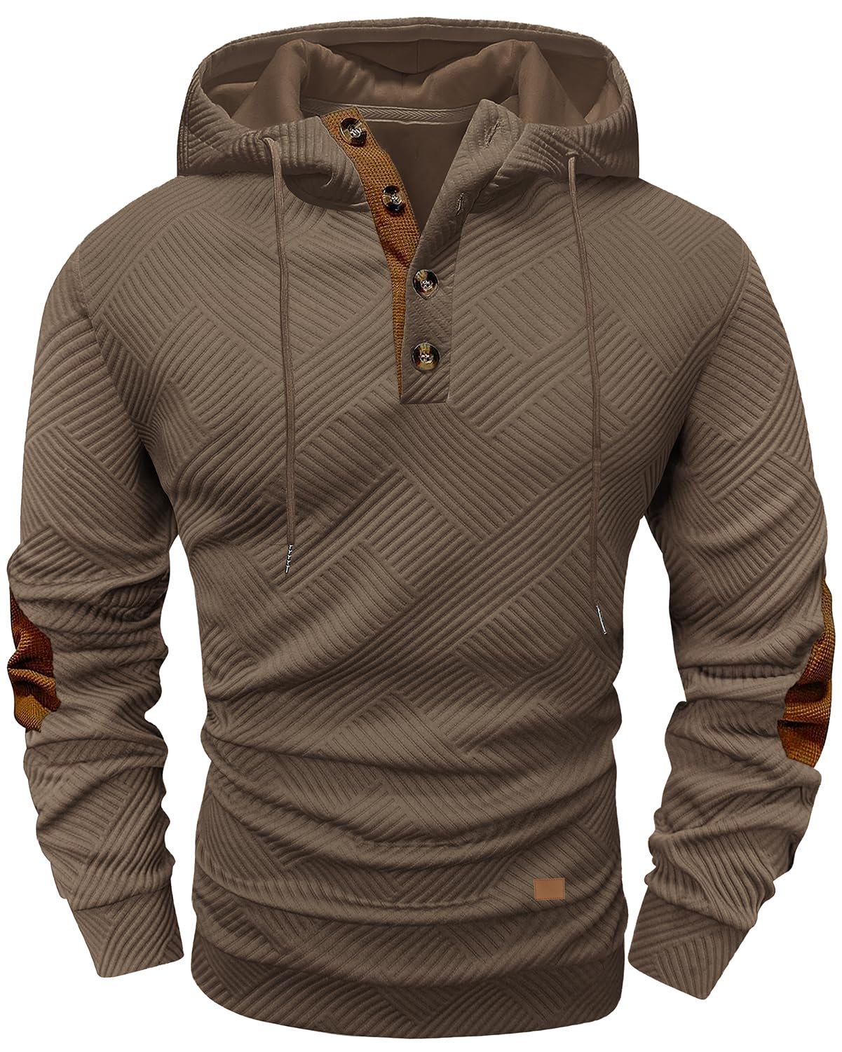 Men's Hoodies Pullover Casual Long Sleeve Stand Collar Button Pullover Sweatshirts Color Block Pullover Black L