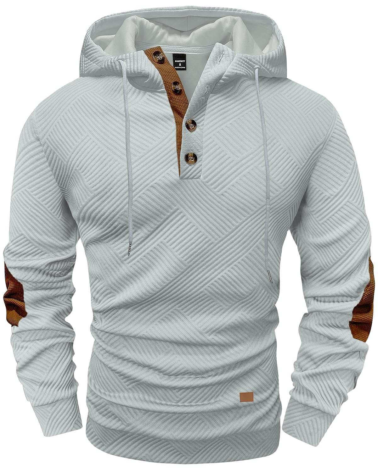 Men's Hoodies Pullover Casual Long Sleeve Stand Collar Button Pullover Sweatshirts Color Block Pullover Black L