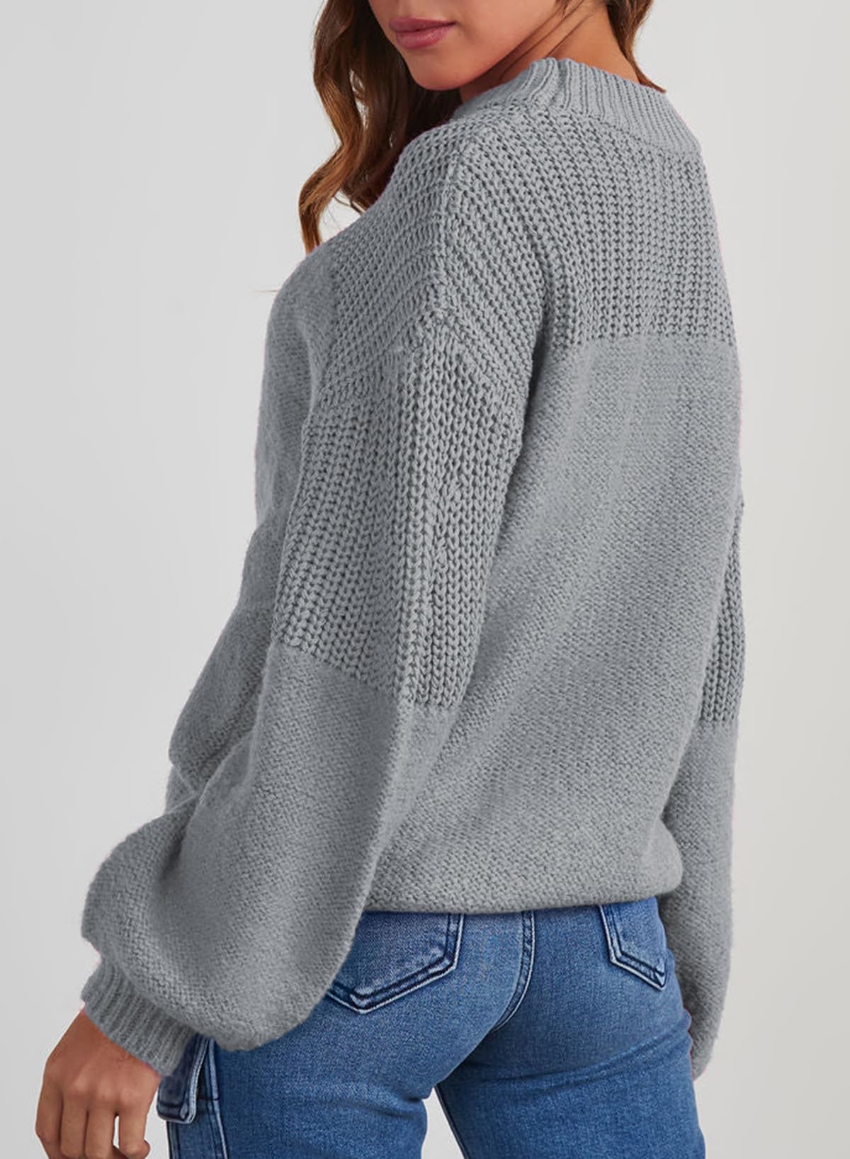 Womens Long Sleeve Knit Sweater Casual Solid Color Crew Neck Fall Sweaters for Women Trendy 2025 Outfits Chocolate Brown Fall Clothes Clothing Winter Oversized Pullover Top Jumper Medium