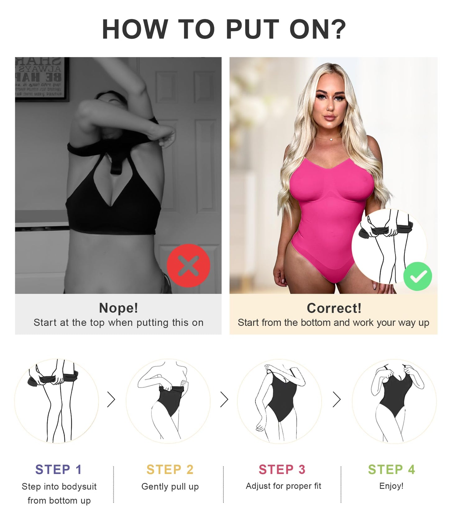 Women's Shapewear Bodysuit Tummy Control Body Shaper Seamless Sculpting Snatched Waist Body Suit,SZ5218-2-Black-L/XL