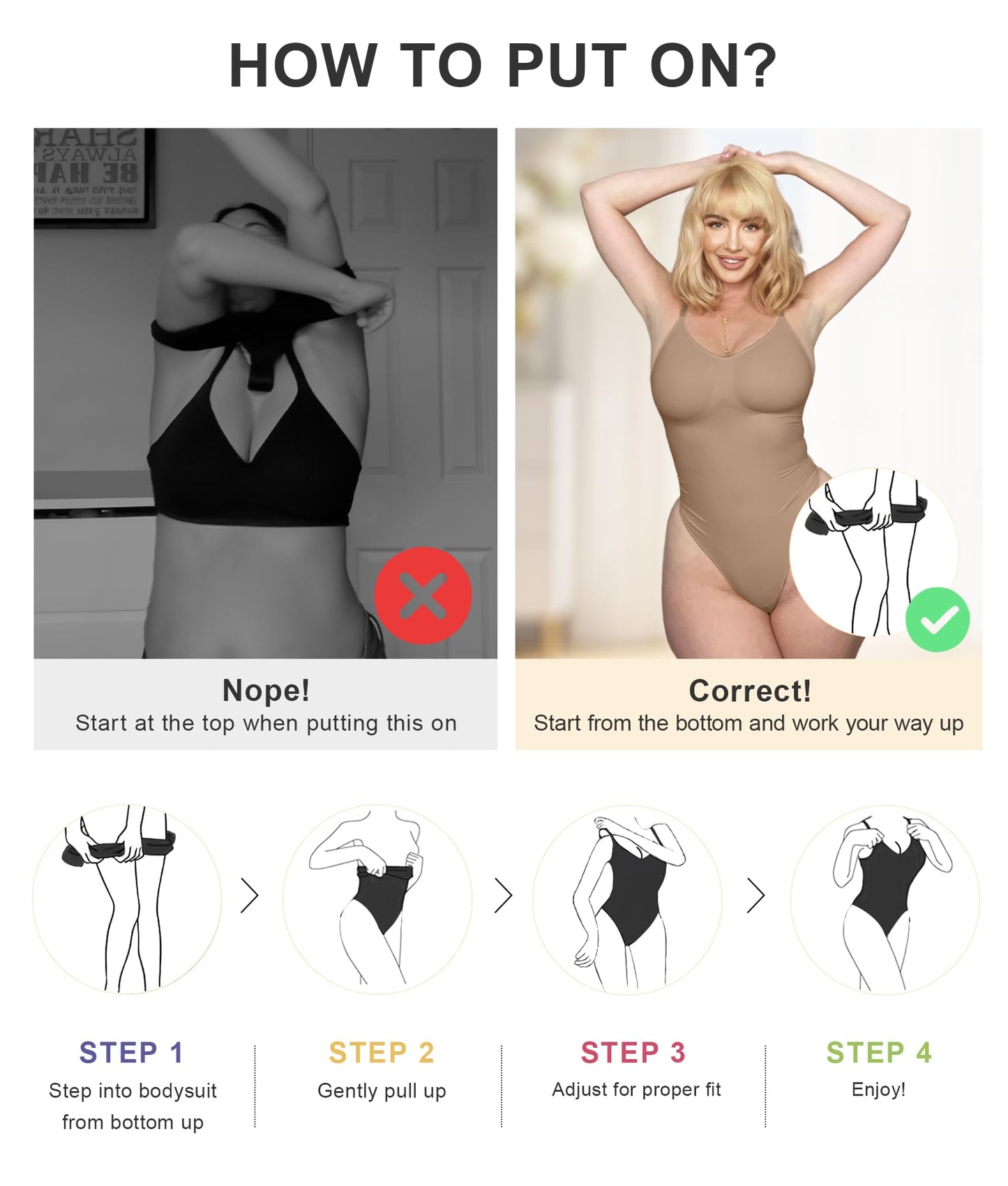 Women's Shapewear Bodysuit Tummy Control Body Shaper Seamless Sculpting Snatched Waist Body Suit,SZ5218-2-Black-L/XL