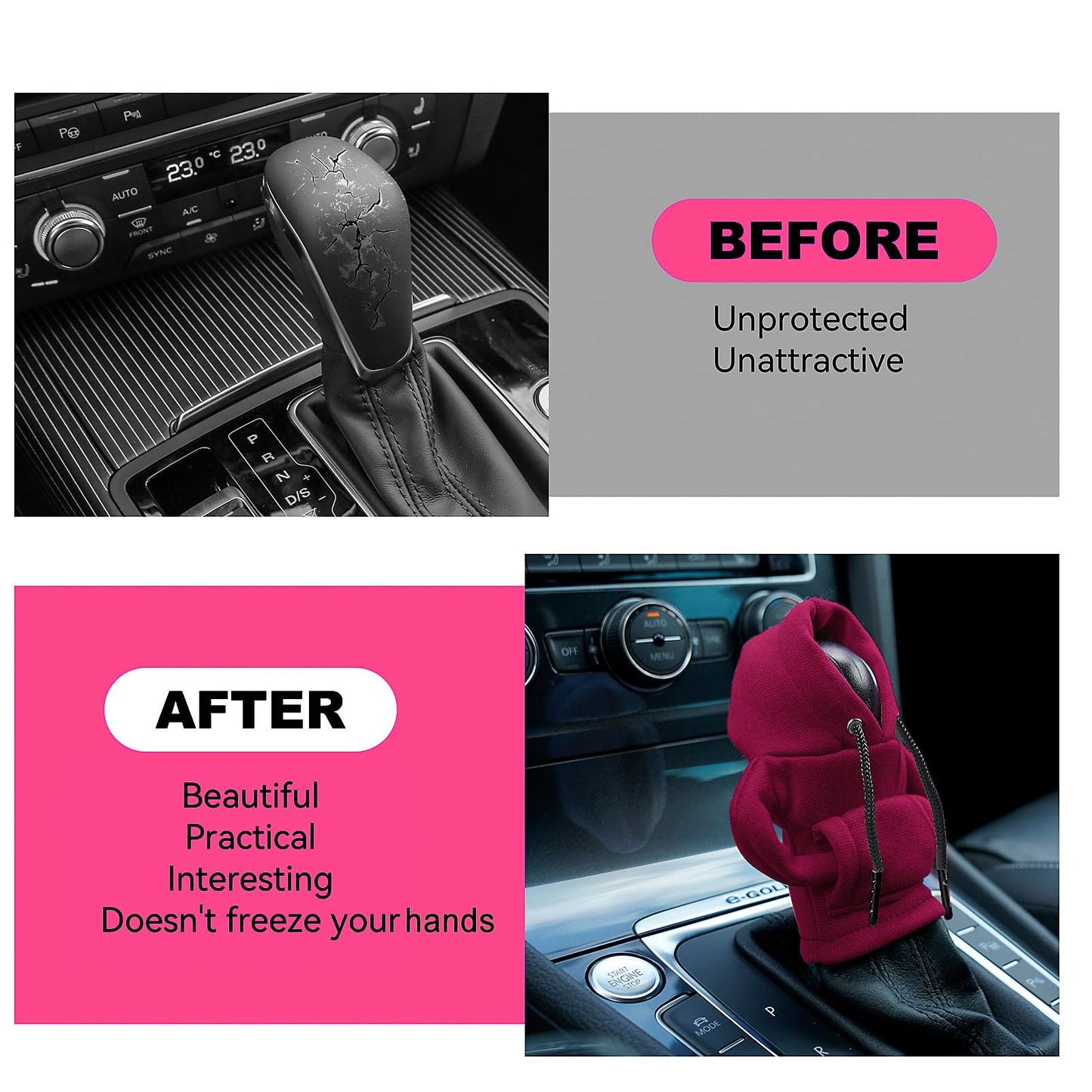 Gear Shift Hoodie Cover, Universal Car Shift Knob Hoodie, Mini Hoodie for Car Shifter, Automotive Interior Cute Gadgets Car Accessories and Decorations