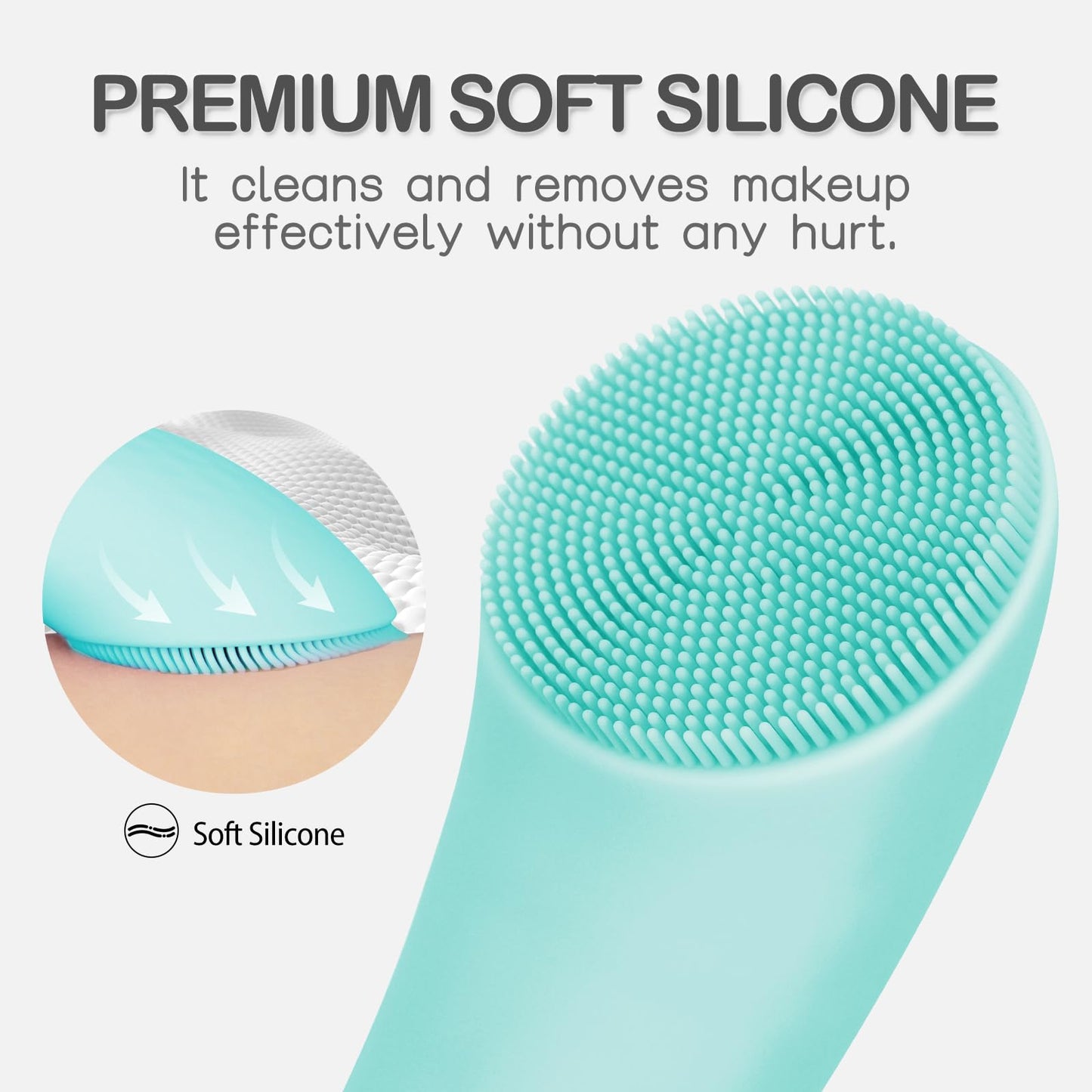 Silicone Face Scrubber, Rechargeable Facial Cleansing Brush with Heat Massage End, Vibrating Exfoliator Scrubber for Deep Cleaning, Waterproof Face Brush for Women and Men