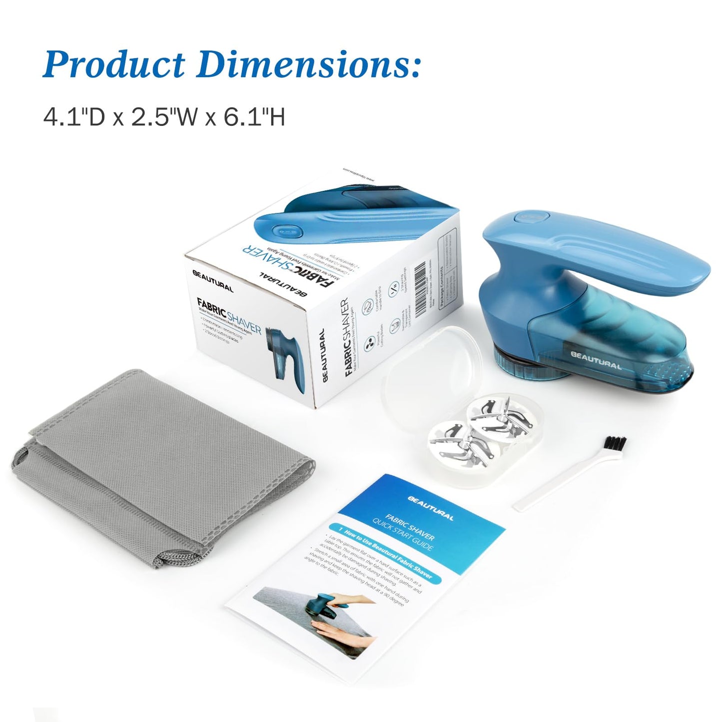 Fabric Shaver and Lint Remover, Sweater Defuzzer with 2-Speeds, 2 Replaceable Stainless Steel Blades, Battery Operated, Remove Clothes Fuzz, Lint Balls, Pills, Bobbles Gray