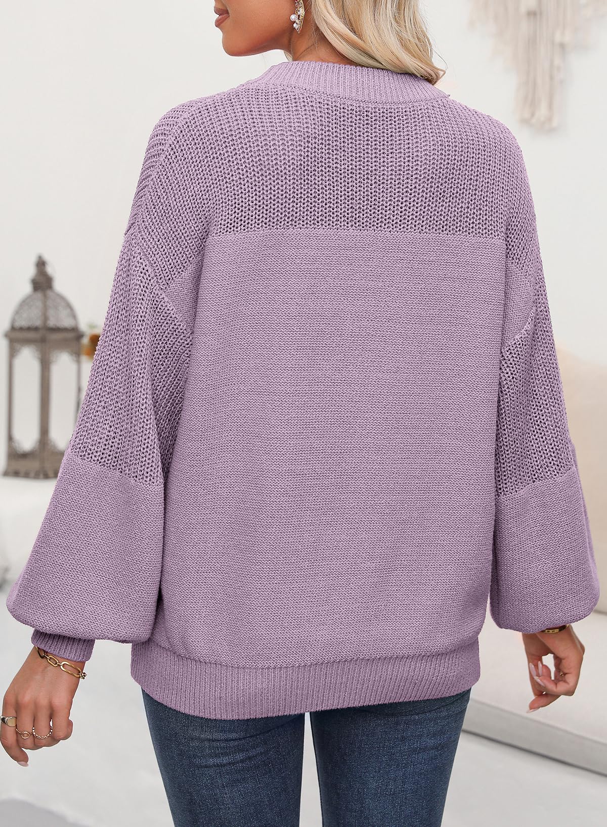 Womens Long Sleeve Knit Sweater Casual Solid Color Crew Neck Fall Sweaters for Women Trendy 2025 Outfits Chocolate Brown Fall Clothes Clothing Winter Oversized Pullover Top Jumper Medium