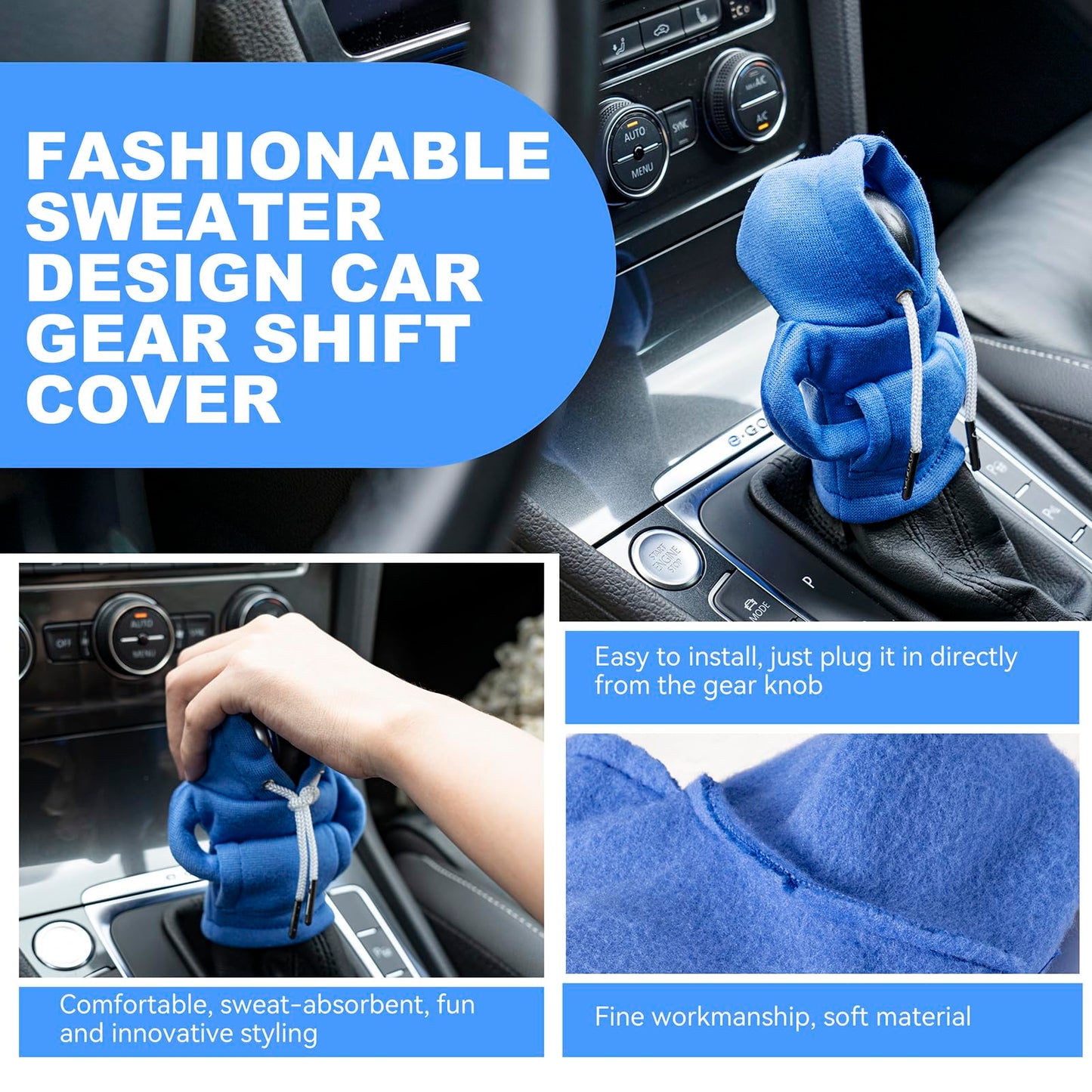 Gear Shift Hoodie Cover, Universal Car Shift Knob Hoodie, Mini Hoodie for Car Shifter, Automotive Interior Cute Gadgets Car Accessories and Decorations