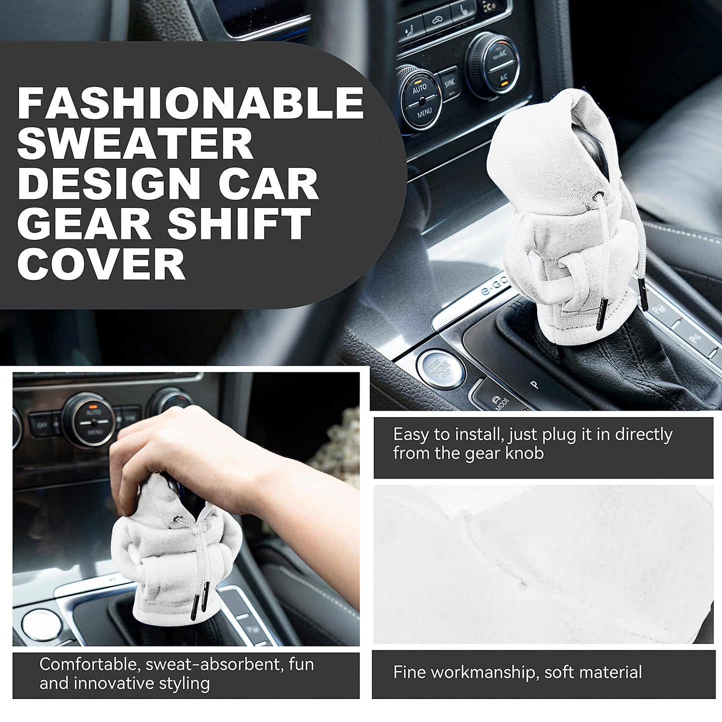 Gear Shift Hoodie Cover, Universal Car Shift Knob Hoodie, Mini Hoodie for Car Shifter, Automotive Interior Cute Gadgets Car Accessories and Decorations
