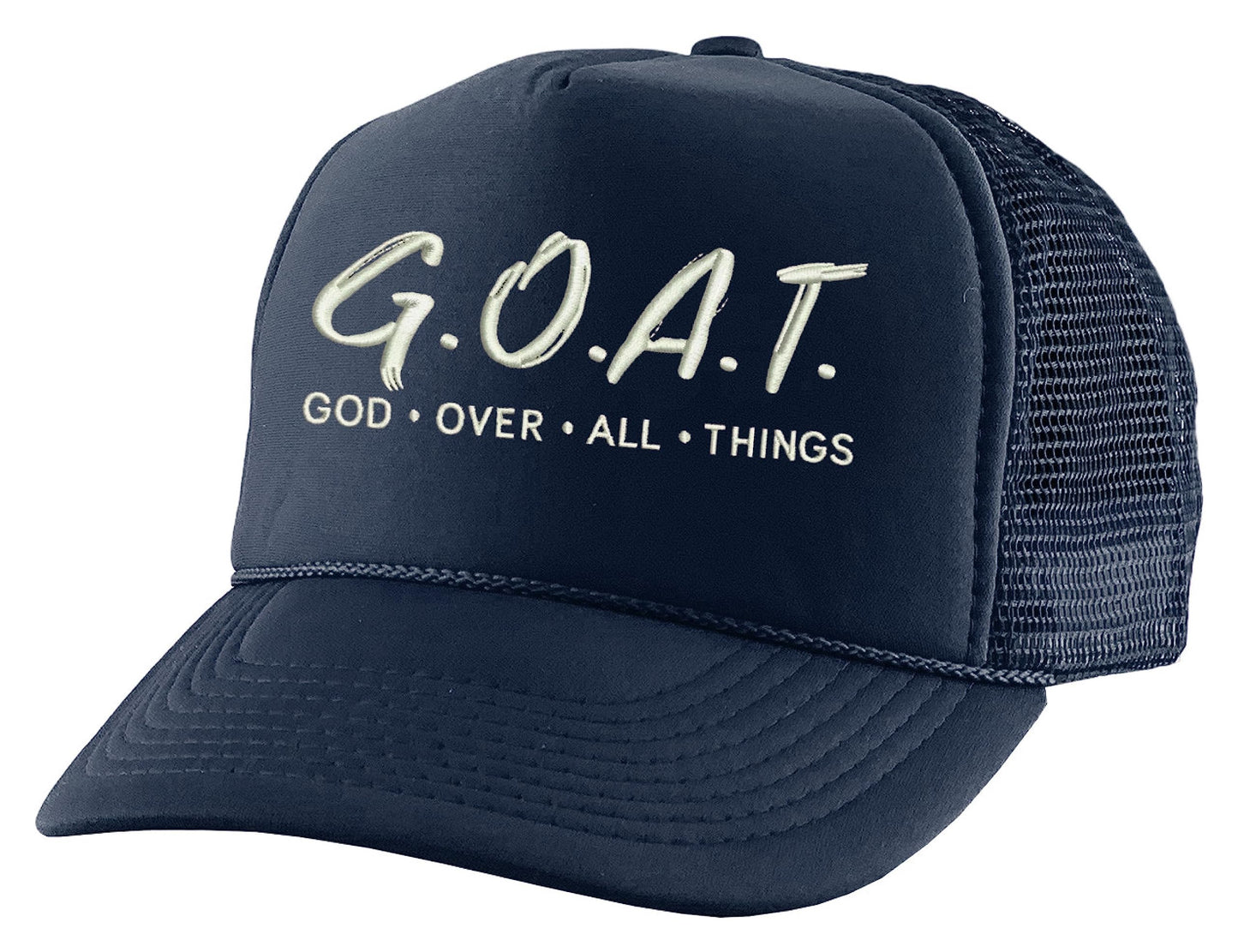Trucker Hat God Over All Things Snapback Christian Mesh Cap (Black)