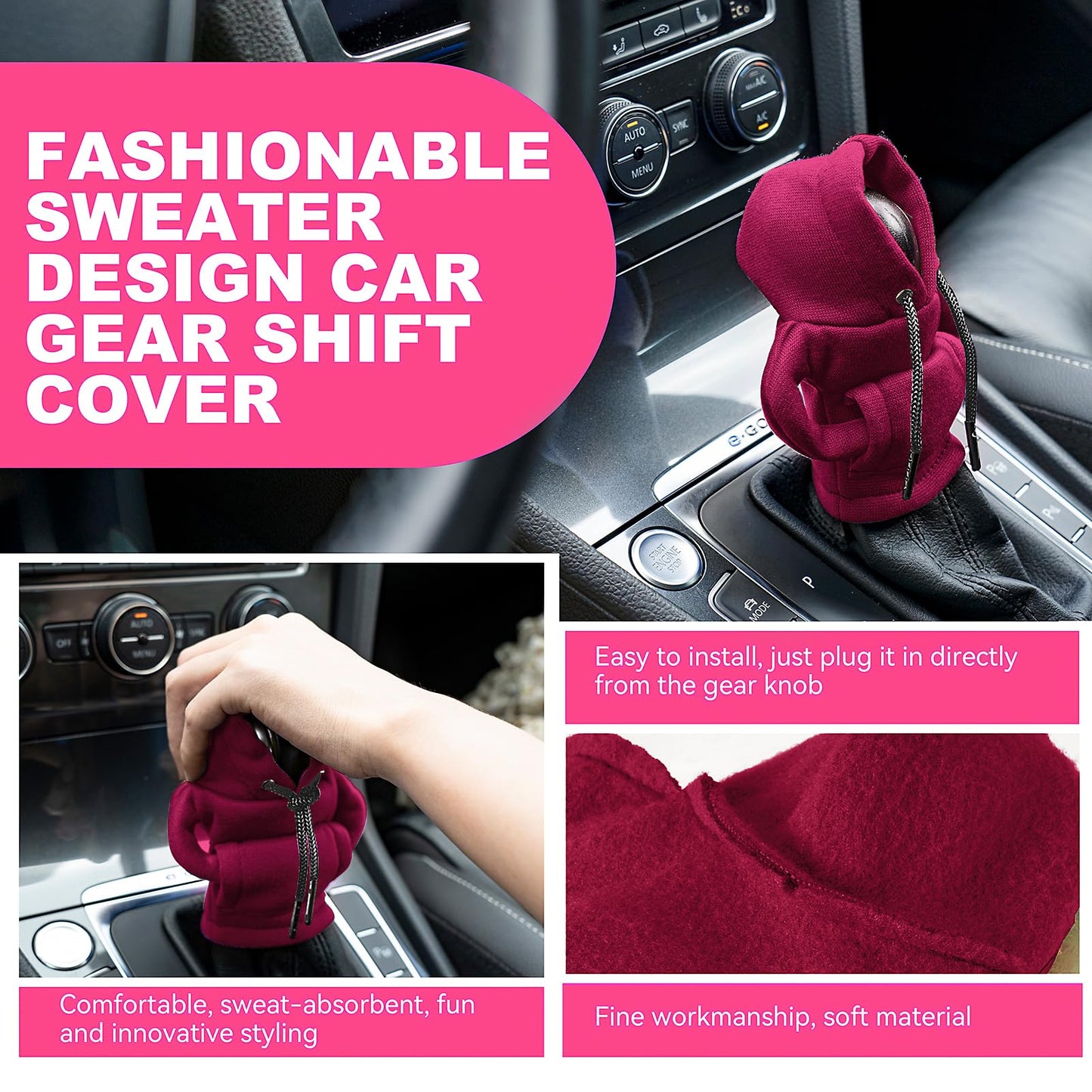 Gear Shift Hoodie Cover, Universal Car Shift Knob Hoodie, Mini Hoodie for Car Shifter, Automotive Interior Cute Gadgets Car Accessories and Decorations