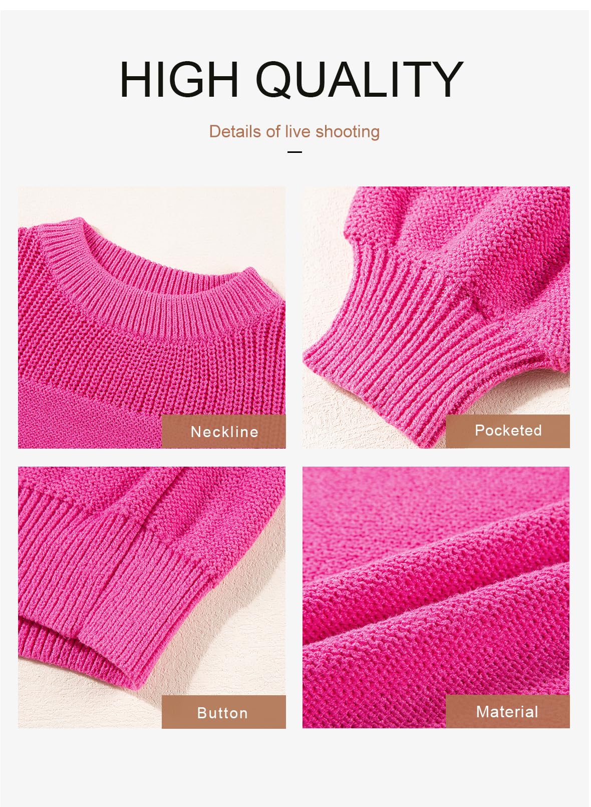 Womens Long Sleeve Knit Sweater Casual Solid Color Crew Neck Fall Sweaters for Women Trendy 2025 Outfits Chocolate Brown Fall Clothes Clothing Winter Oversized Pullover Top Jumper Medium