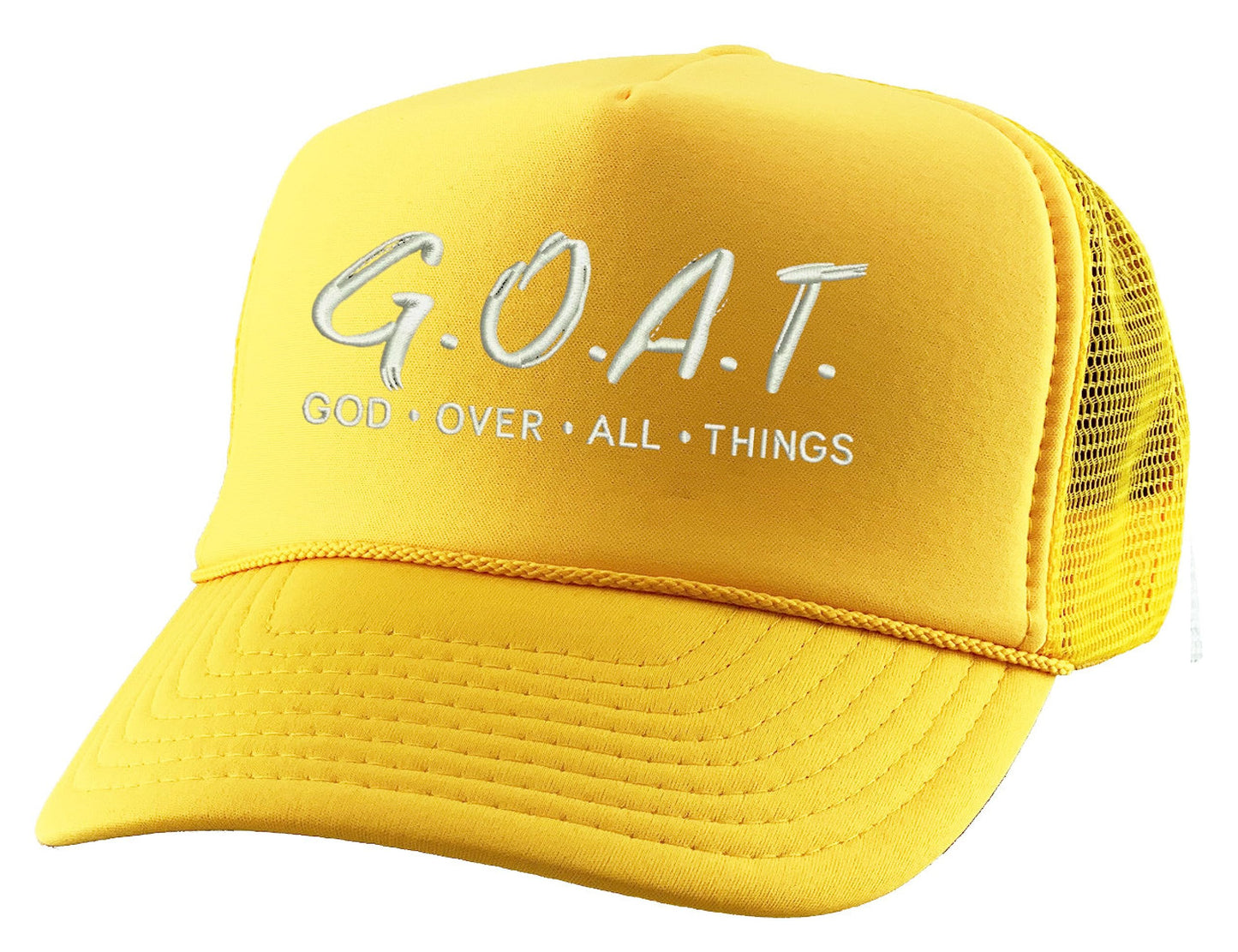 Trucker Hat God Over All Things Snapback Christian Mesh Cap (Black)