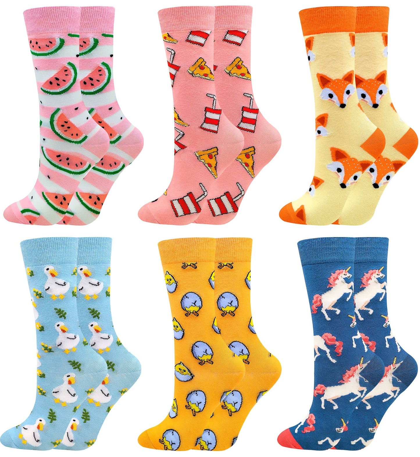 Funny Socks Women Fun Colorful Novelty Crazy Floral Patterned Sock Crew, Premium Cotton, Size 6-11, 12 Pairs US031205