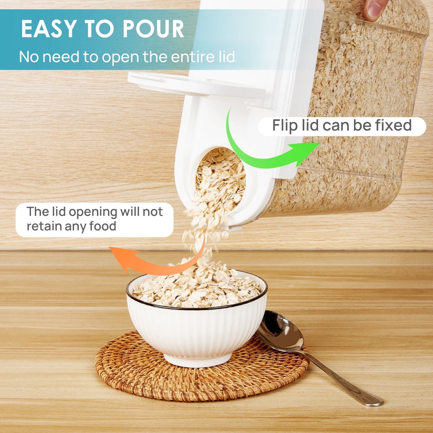 Cereal Storage Container Set of 4, Vtopmart Airtight Food Storage Containers, 135.2 fl oz, Black