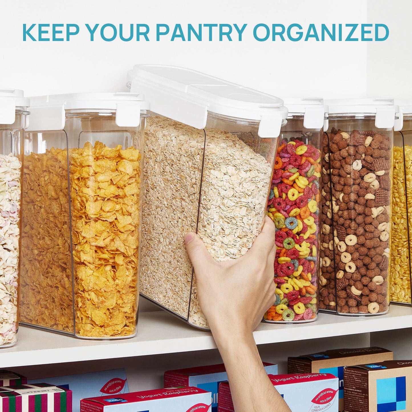 Cereal Storage Container Set of 4, Vtopmart Airtight Food Storage Containers, 135.2 fl oz, Black