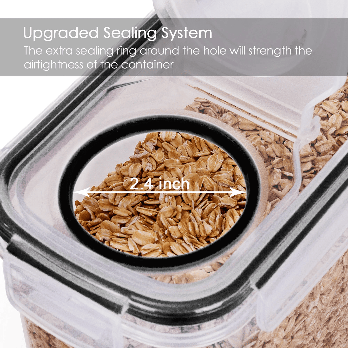 Cereal Storage Container Set of 4, Vtopmart Airtight Food Storage Containers, 135.2 fl oz, Black