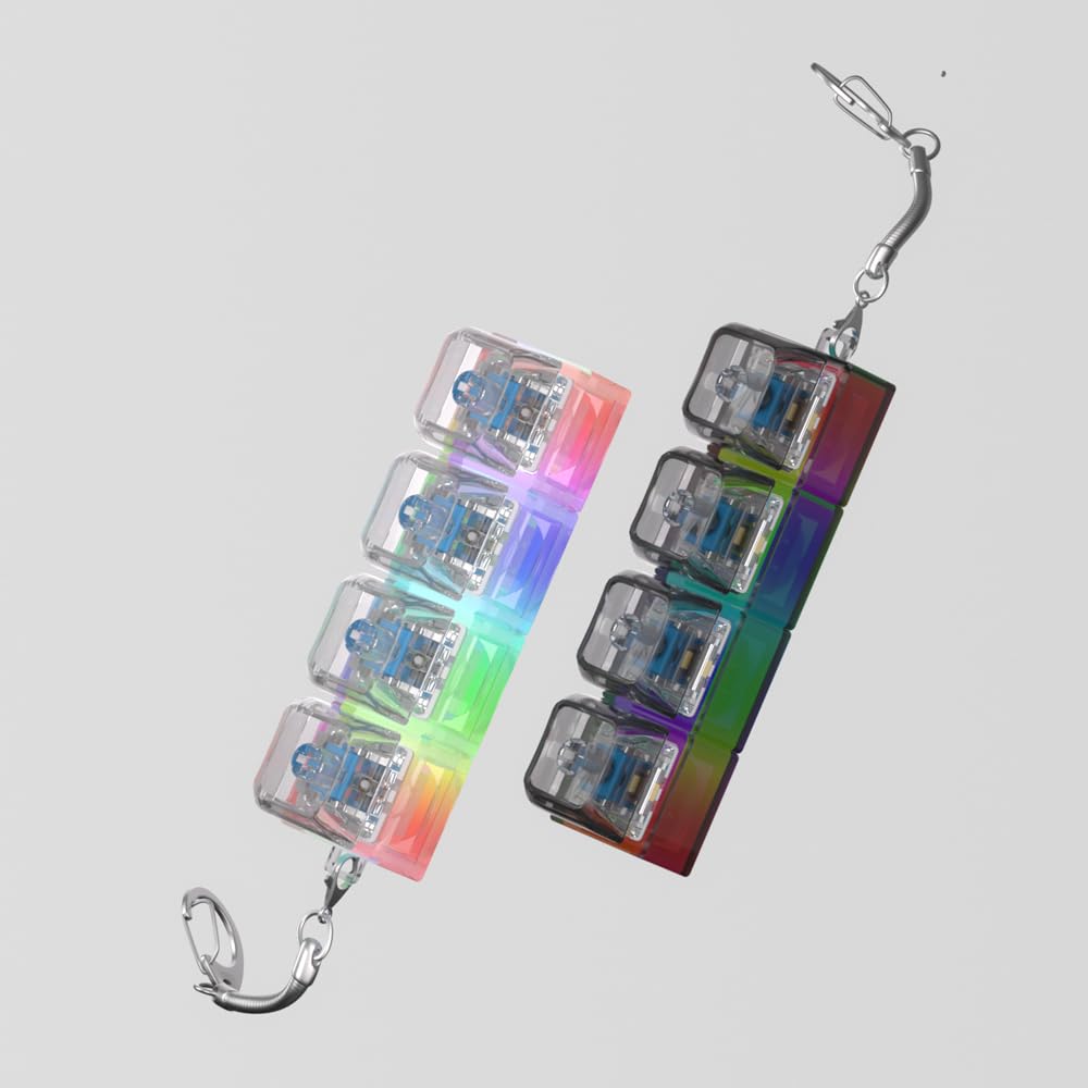 2 Pcs Keyboard Fidget Toy for Adults Fidget Keyboard Clicker Toys with LED Lights Keychain Stress Relief for Anxiety Decompression (Black and White)