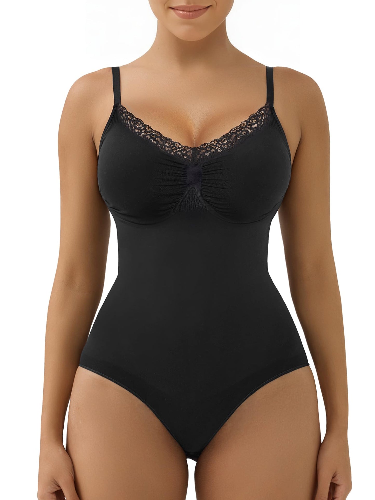 Women's Shapewear Bodysuit Tummy Control Body Shaper Seamless Sculpting Snatched Waist Body Suit,SZ5218-2-Black-L/XL