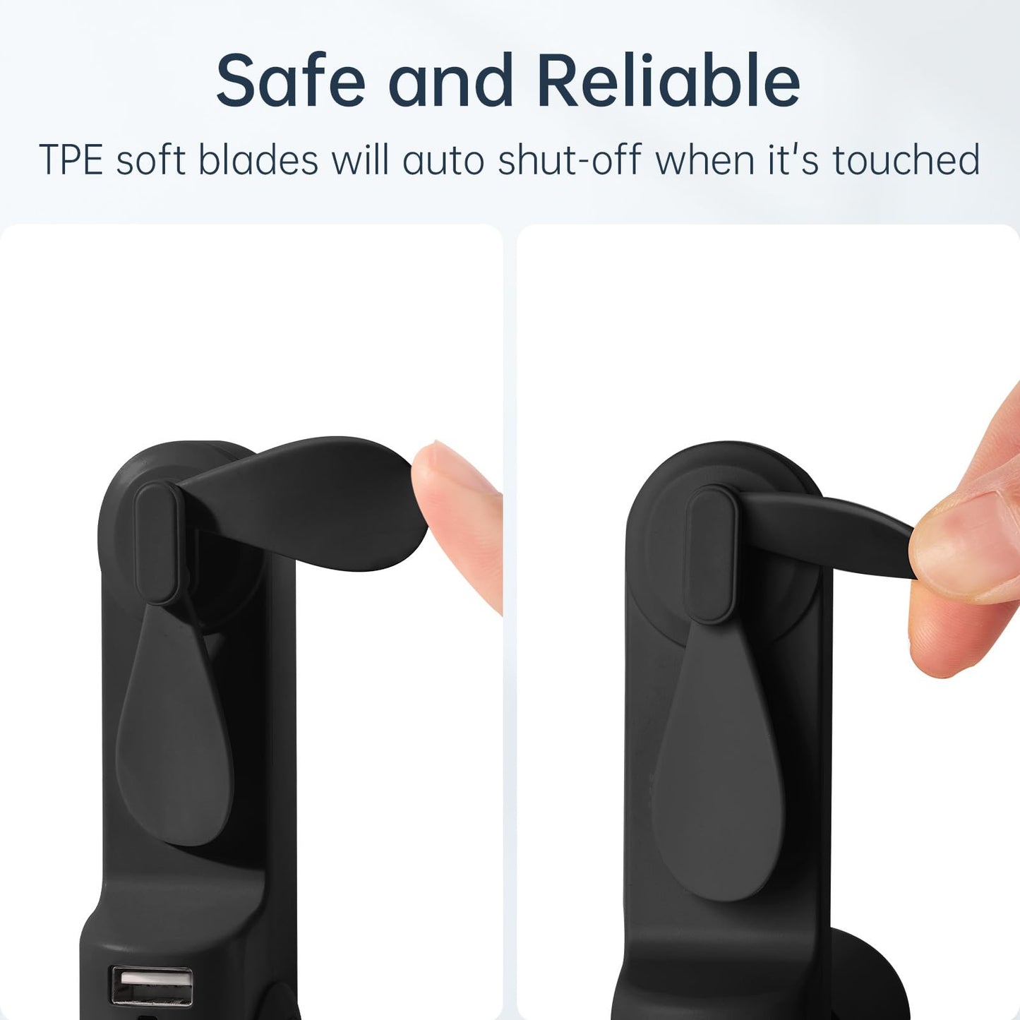 Portable Handheld Fan, Mini 3 In 1 with Rechargeable Battery, Personal Pocket Fan for Travel, Outdoor, USB Power Bank, Flashlight, Essential Ideal Gifts for Men/Women/Family/Friends - Blue