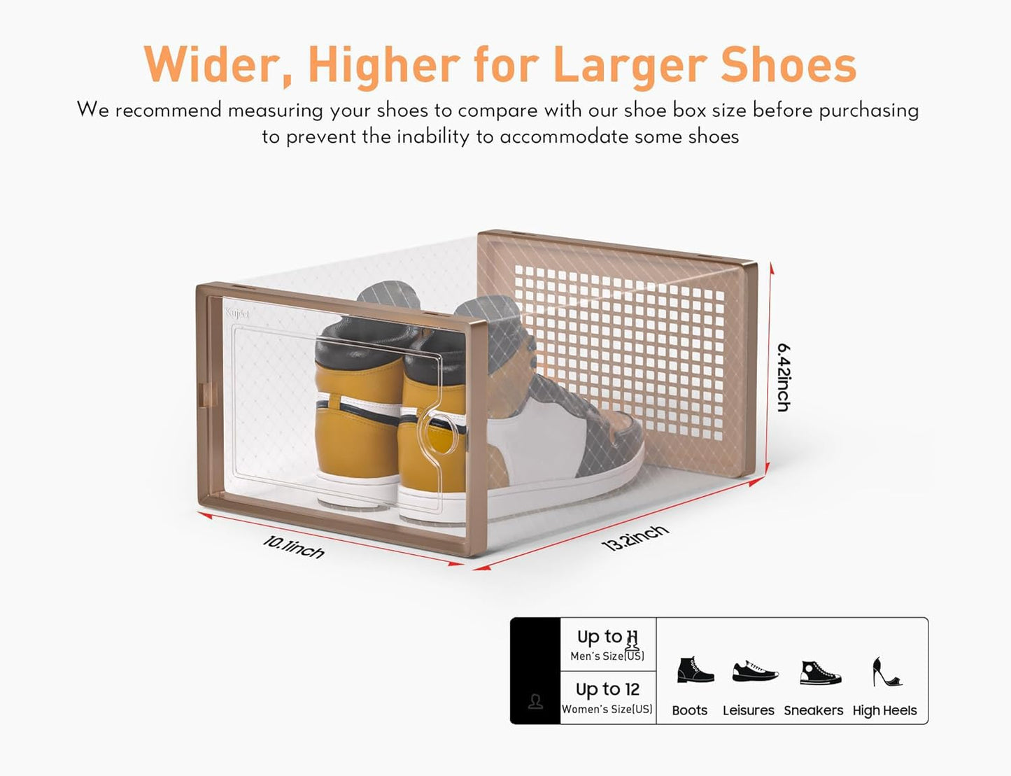 Shoe Storage Boxes Organizers Clear Plastic Stackable 12 Pack, Shoe Rack & Holder Substitute, Sneaker Containers, Toy Storage Organizer Bins for Entryway, Closet, Under Bed, Black