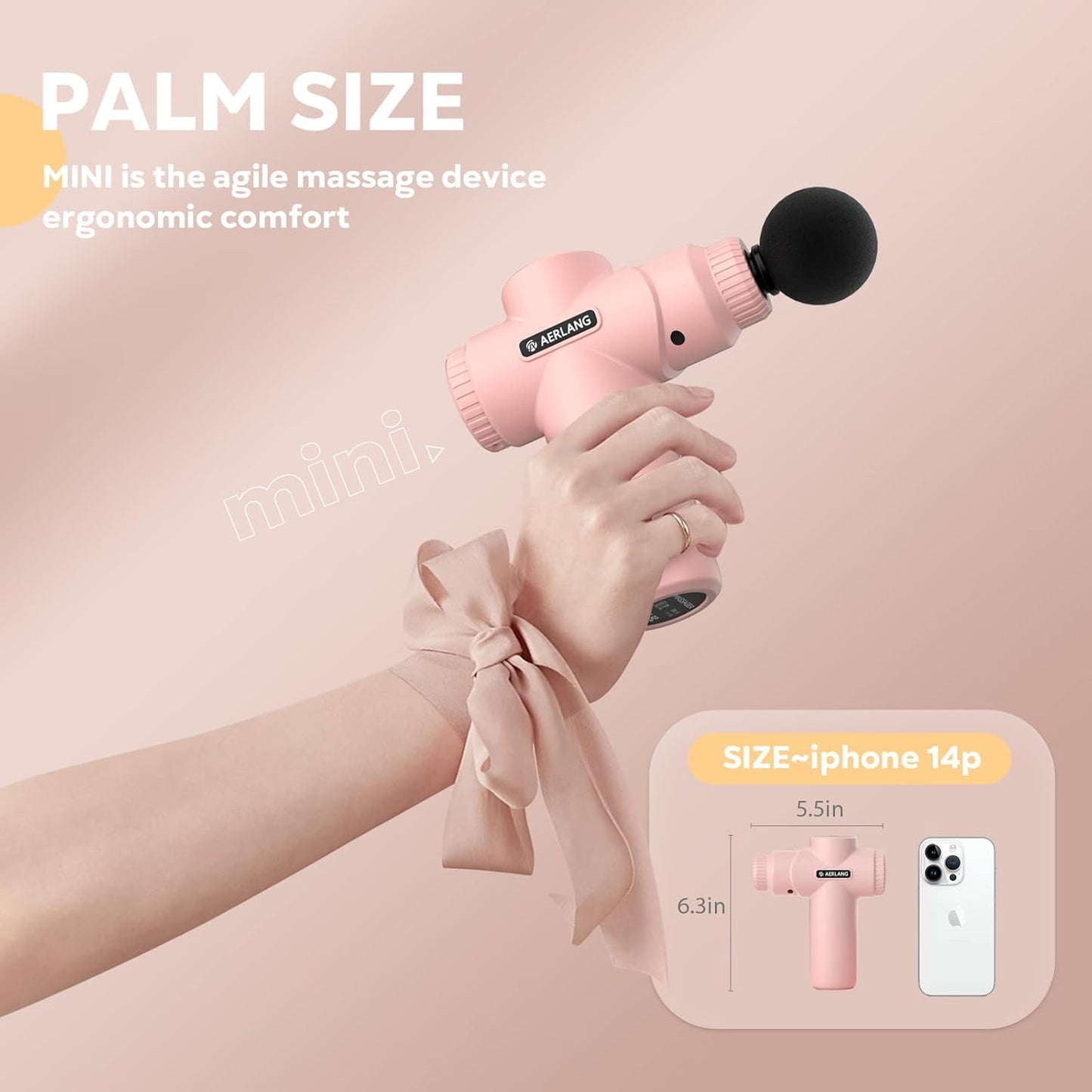 Mini Massage Gun-Pink，Muscle Deep Tissue Massager Gun, Handheld Percussion Massager, Portable Quiet Massage Gun with Carry Case for Home Office Gym Motehr Day Gifts for Women Men Her