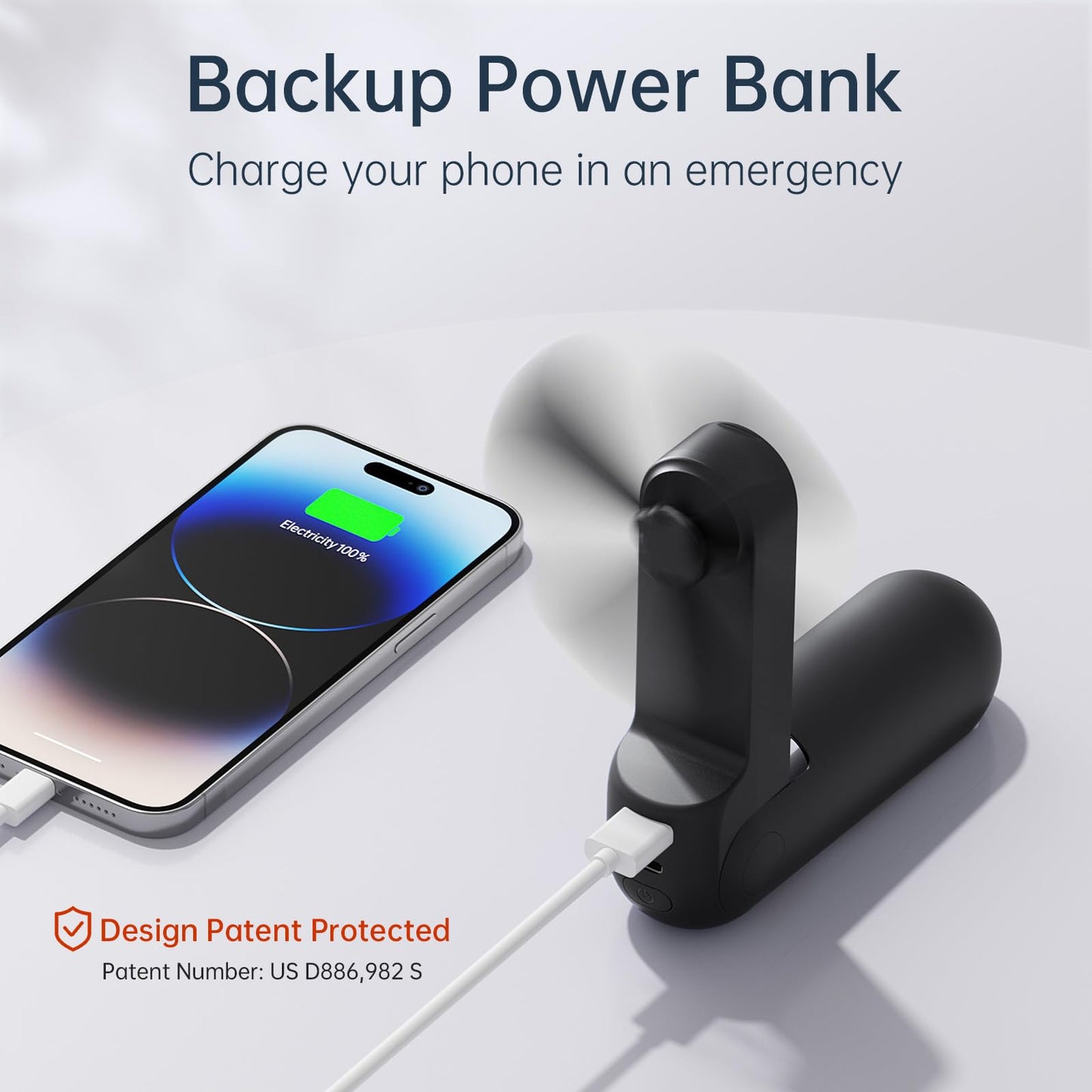 Portable Handheld Fan, Mini 3 In 1 with Rechargeable Battery, Personal Pocket Fan for Travel, Outdoor, USB Power Bank, Flashlight, Essential Ideal Gifts for Men/Women/Family/Friends - Blue