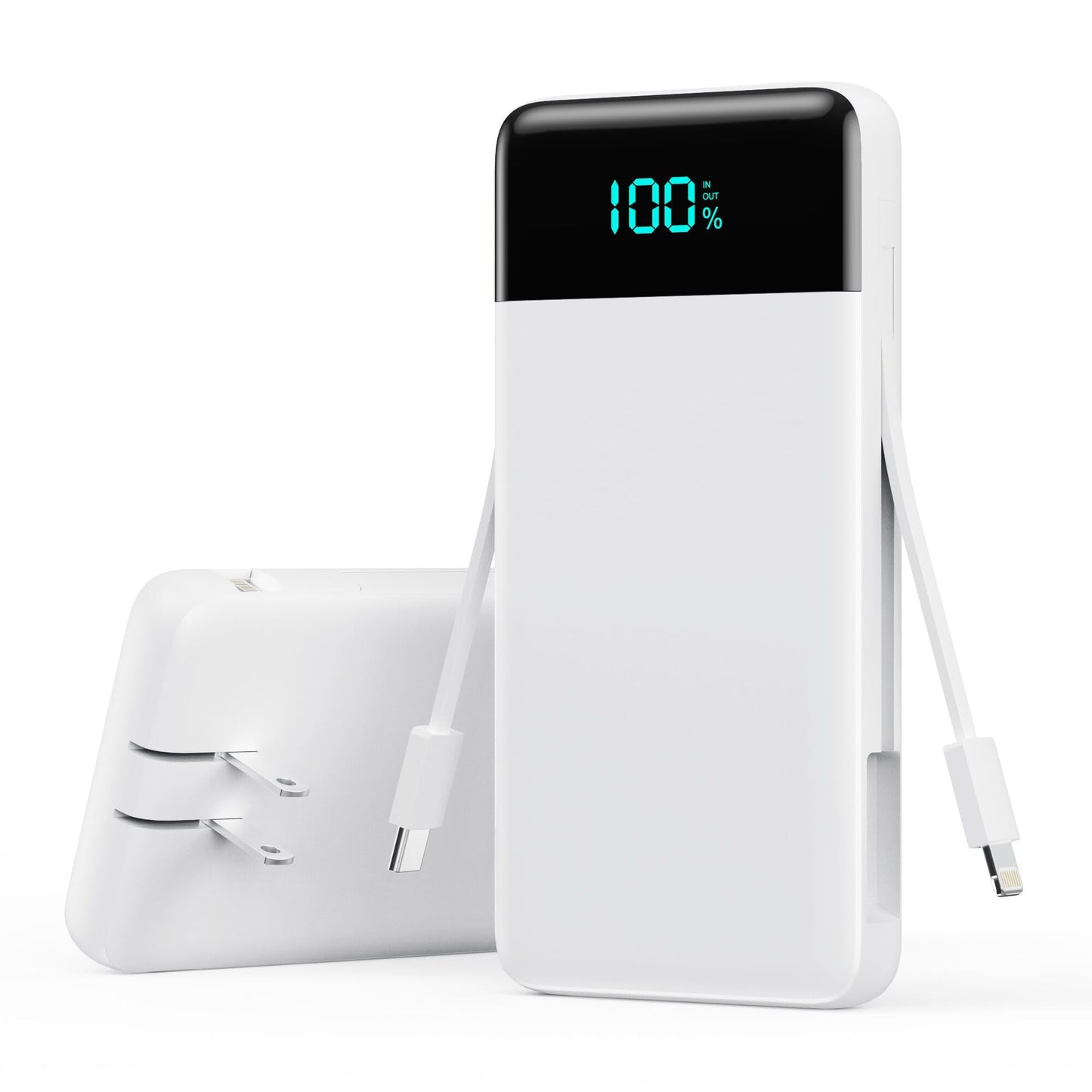 Wireless Portable Charger 40800mAh with 3 Built-in Cables,7-in-1 15W Wireless Charging Power Bank,25W PD QC 4.0 Fast Charging USB C LCD Display Battery Pack for iPhone 17/16/15/13,Samsung,Android etc