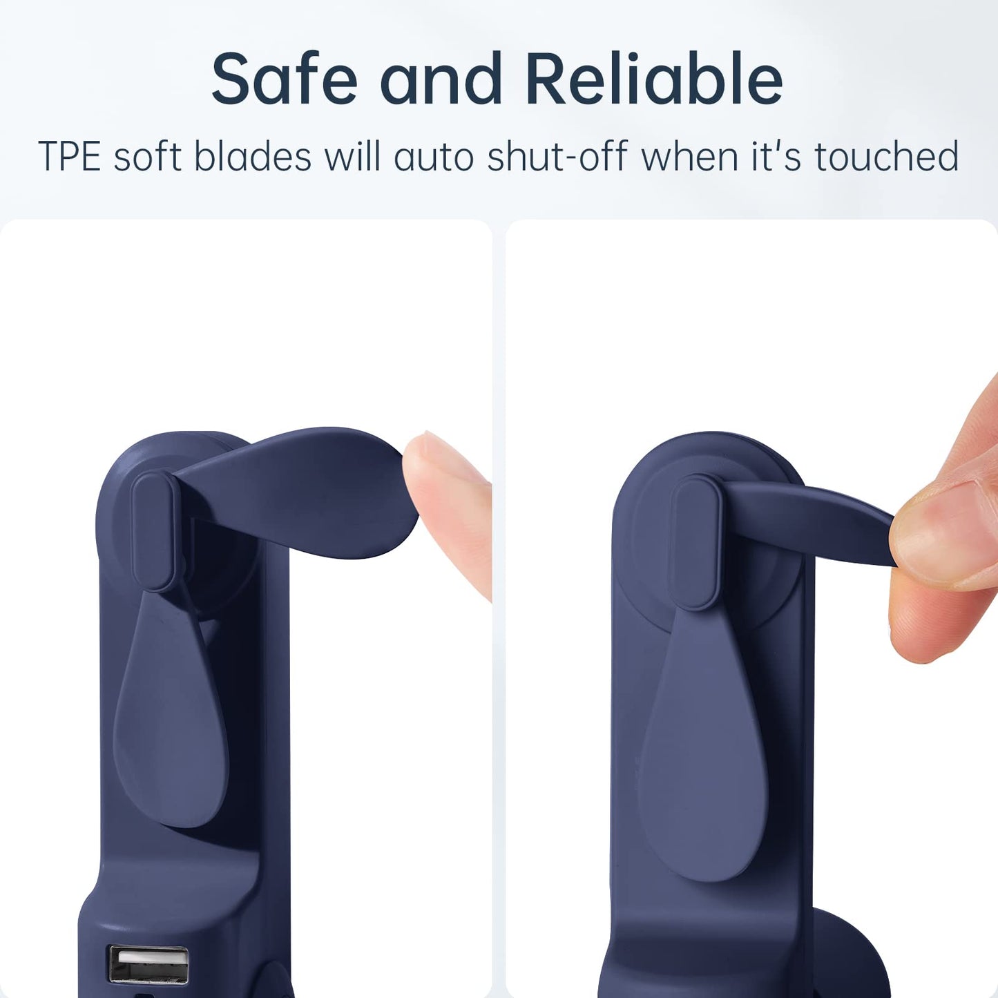 Portable Handheld Fan, Mini 3 In 1 with Rechargeable Battery, Personal Pocket Fan for Travel, Outdoor, USB Power Bank, Flashlight, Essential Ideal Gifts for Men/Women/Family/Friends - Blue