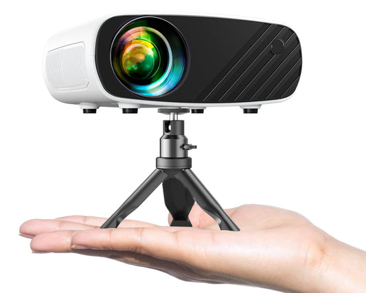 Mini Projector for iPhone, Upgraded 1080P HD Projector, 8000L Portable Projector with Tripod and Carry Bag, Movie Projector Compatible with Android/iOS/Windows/TV Stick/HDMI/USB