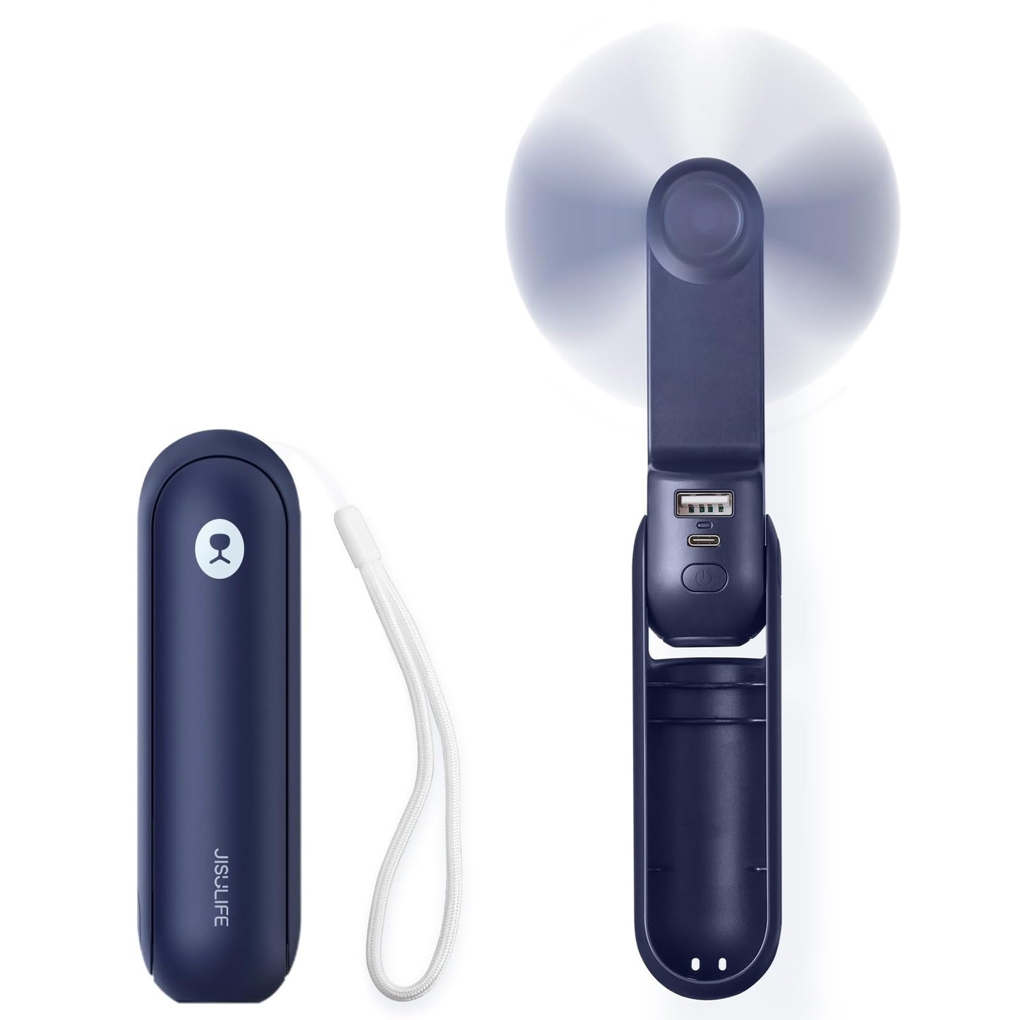 Portable Handheld Fan, Mini 3 In 1 with Rechargeable Battery, Personal Pocket Fan for Travel, Outdoor, USB Power Bank, Flashlight, Essential Ideal Gifts for Men/Women/Family/Friends - Blue