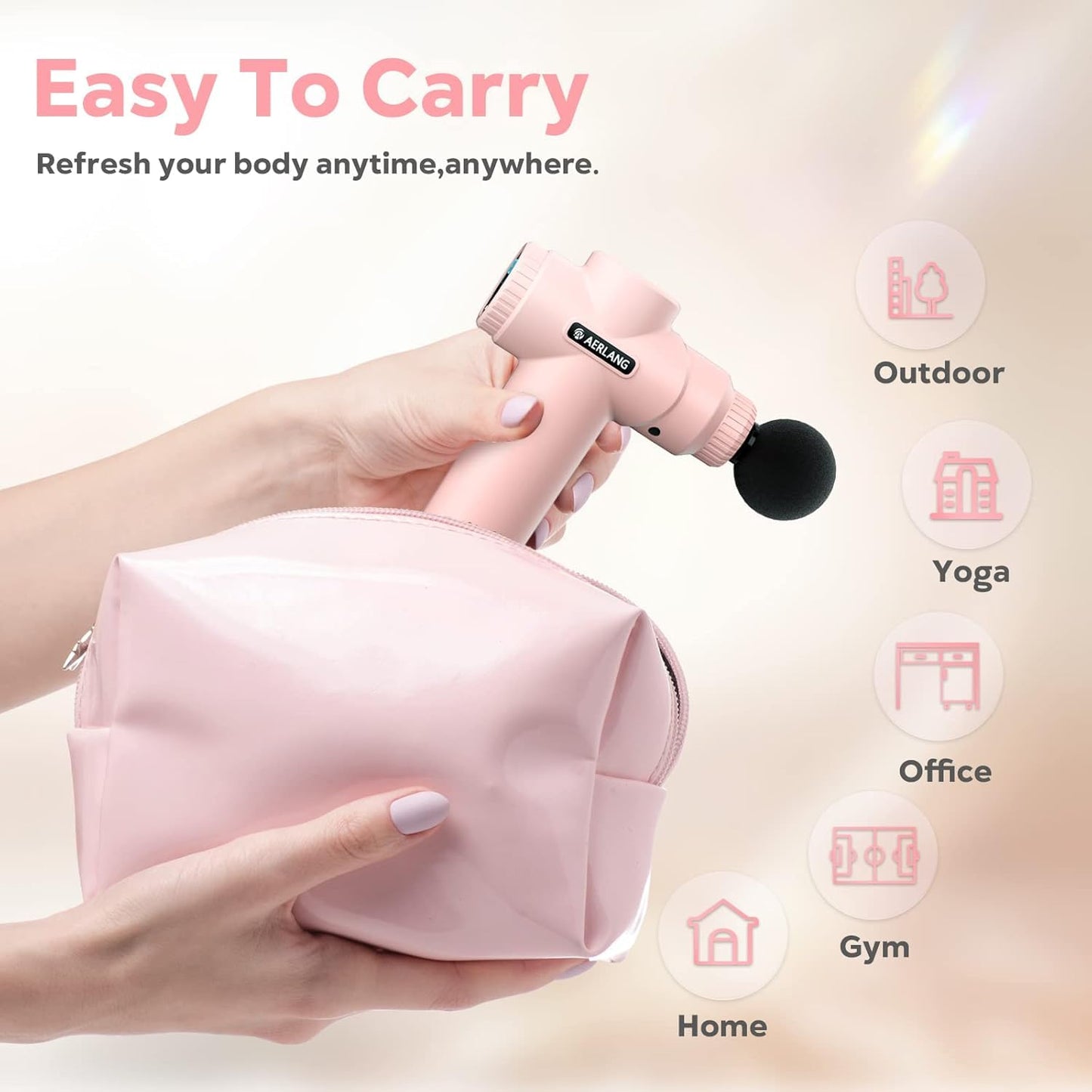 Mini Massage Gun-Pink，Muscle Deep Tissue Massager Gun, Handheld Percussion Massager, Portable Quiet Massage Gun with Carry Case for Home Office Gym Motehr Day Gifts for Women Men Her