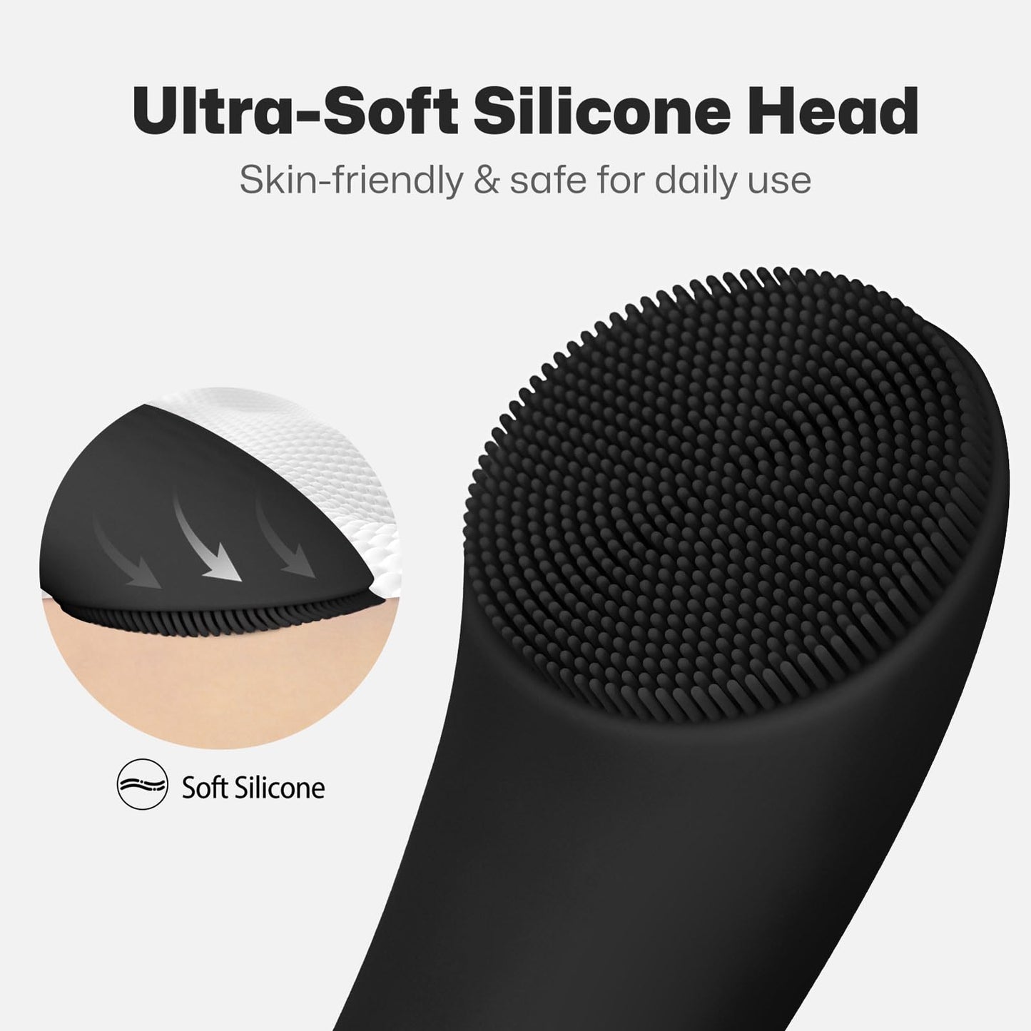 Silicone Face Scrubber, Rechargeable Facial Cleansing Brush with Heat Massage End, Vibrating Exfoliator Scrubber for Deep Cleaning, Waterproof Face Brush for Women and Men