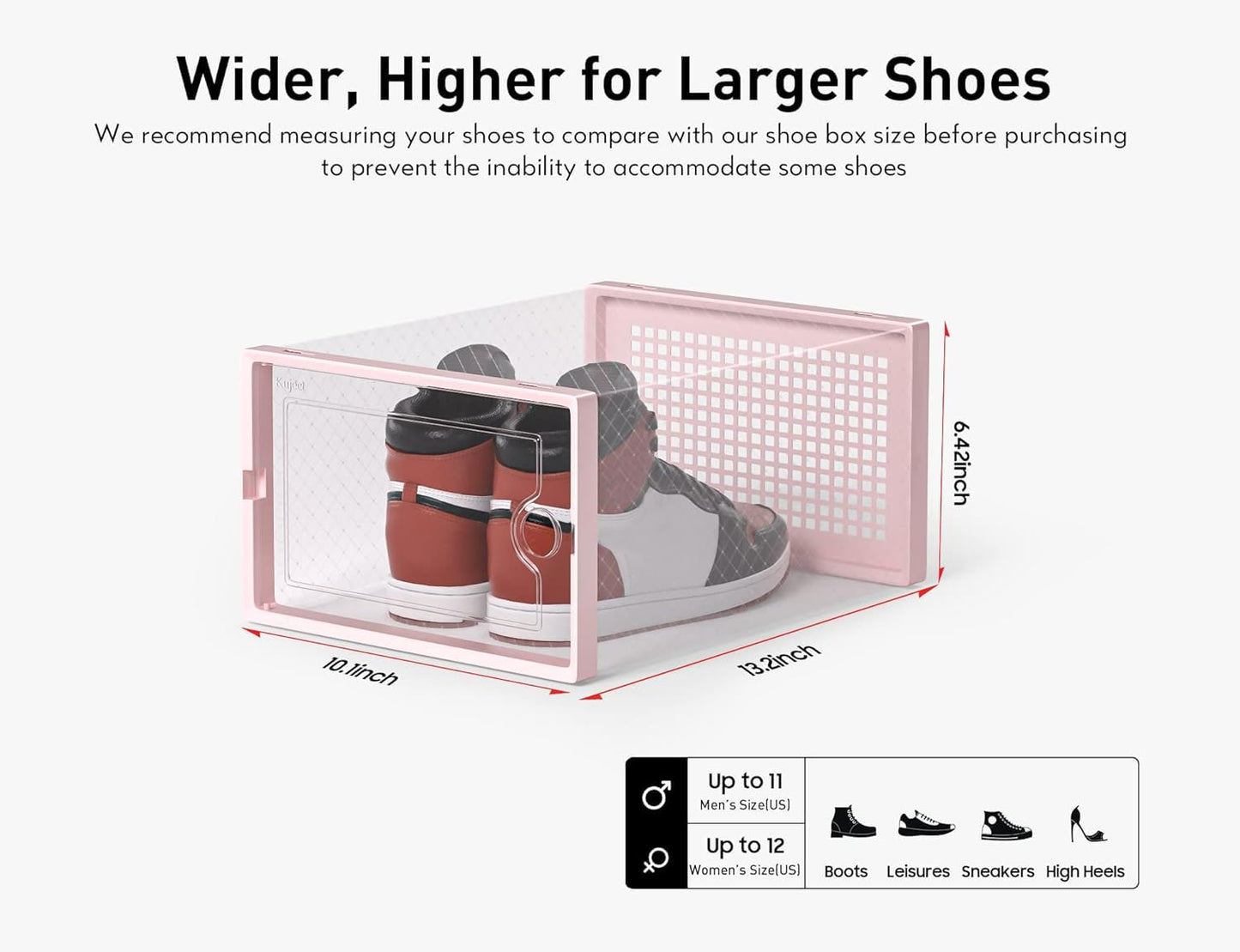 Shoe Storage Boxes Organizers Clear Plastic Stackable 12 Pack, Shoe Rack & Holder Substitute, Sneaker Containers, Toy Storage Organizer Bins for Entryway, Closet, Under Bed, Black